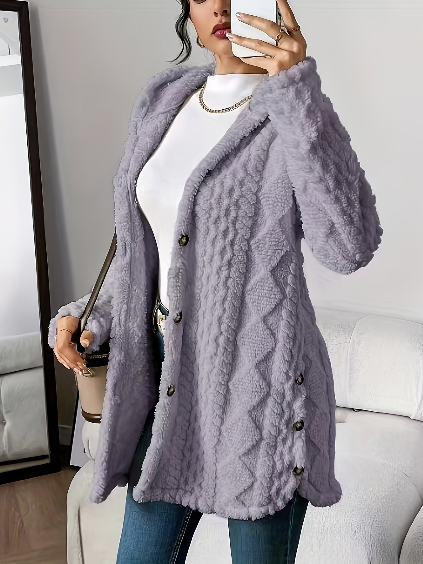 Dora | Lange Pluche Cardigan