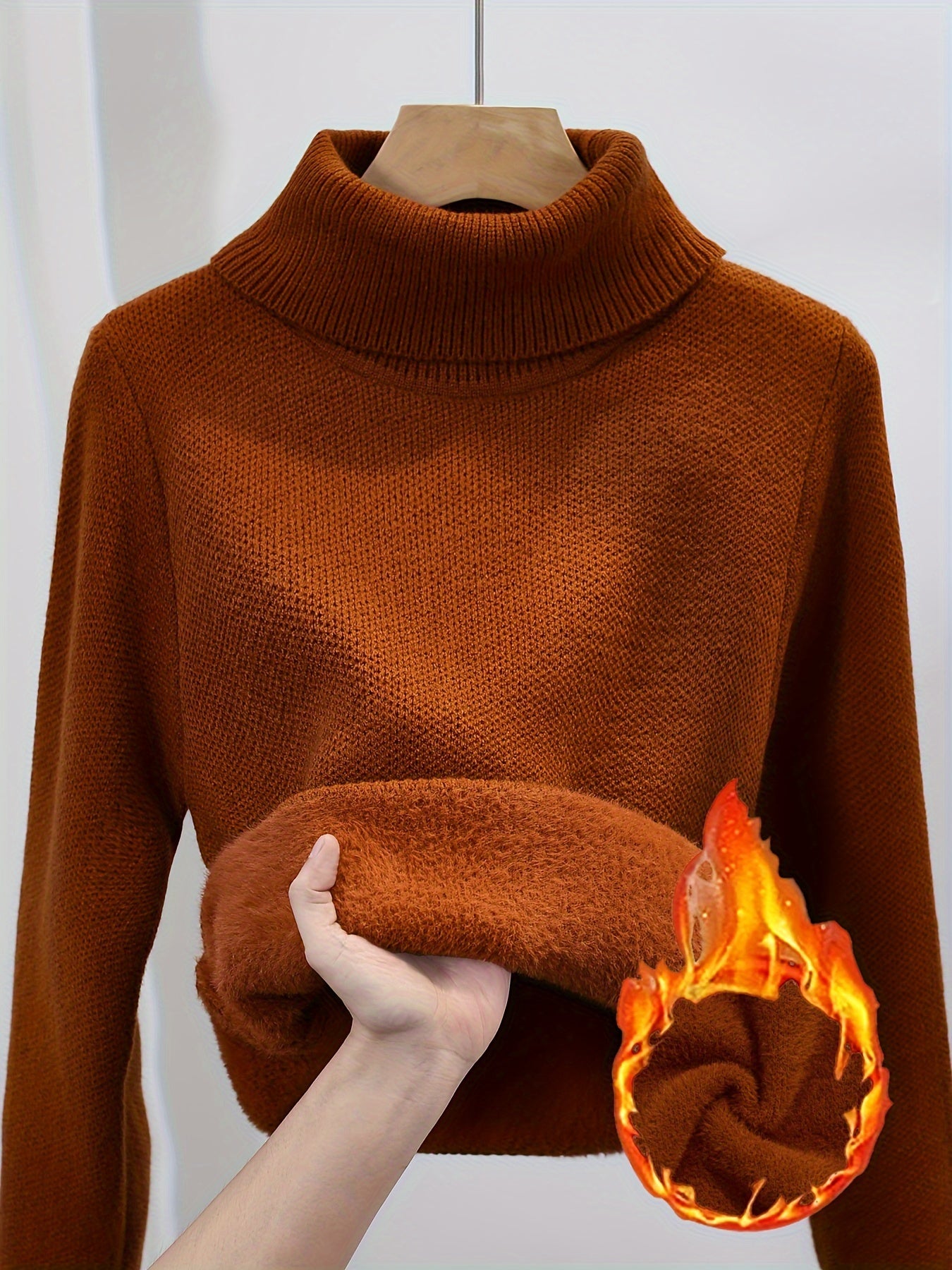 Mia | Warme Effen Trui Met Hoge Kraag