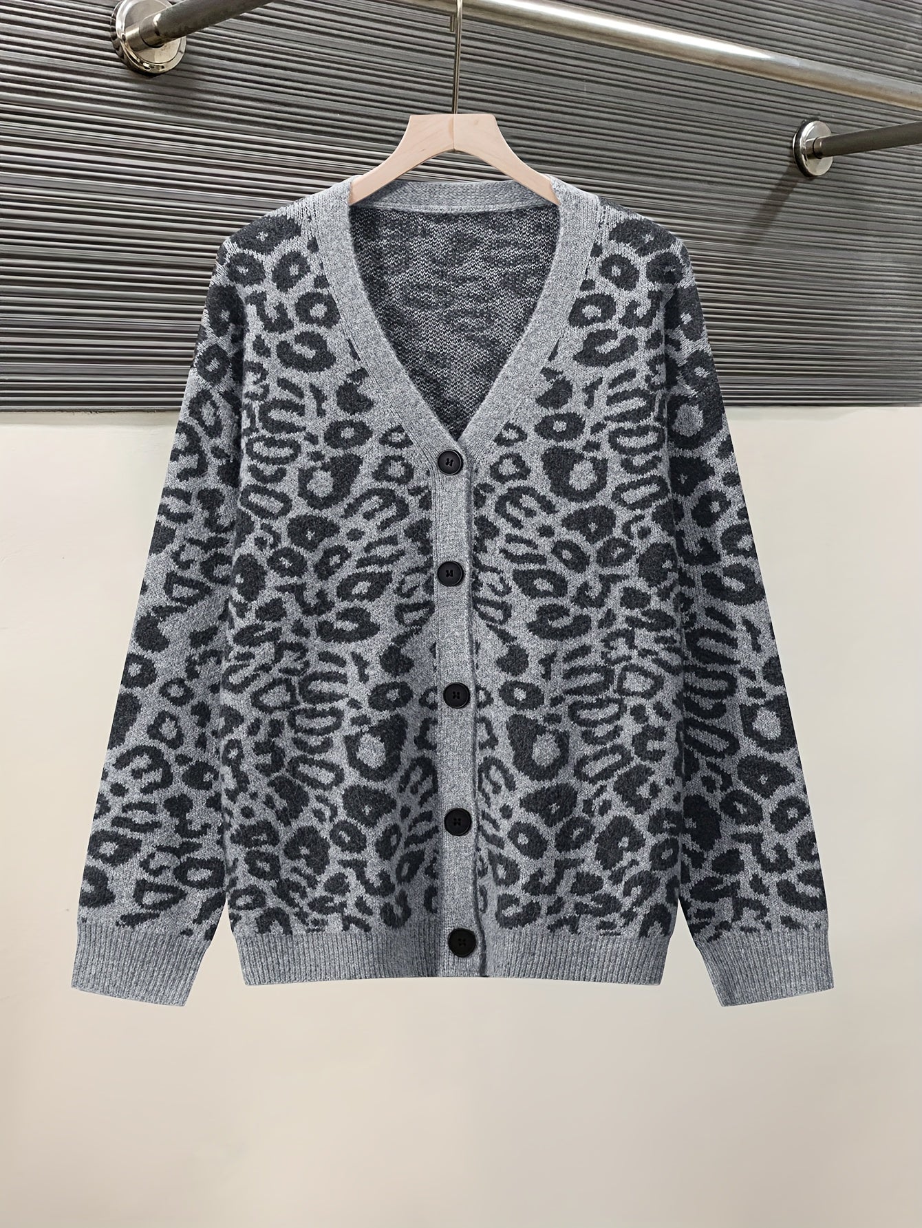 Meike | Vintage Luipaard Print Cardigan Met Contrast Borduurwerk