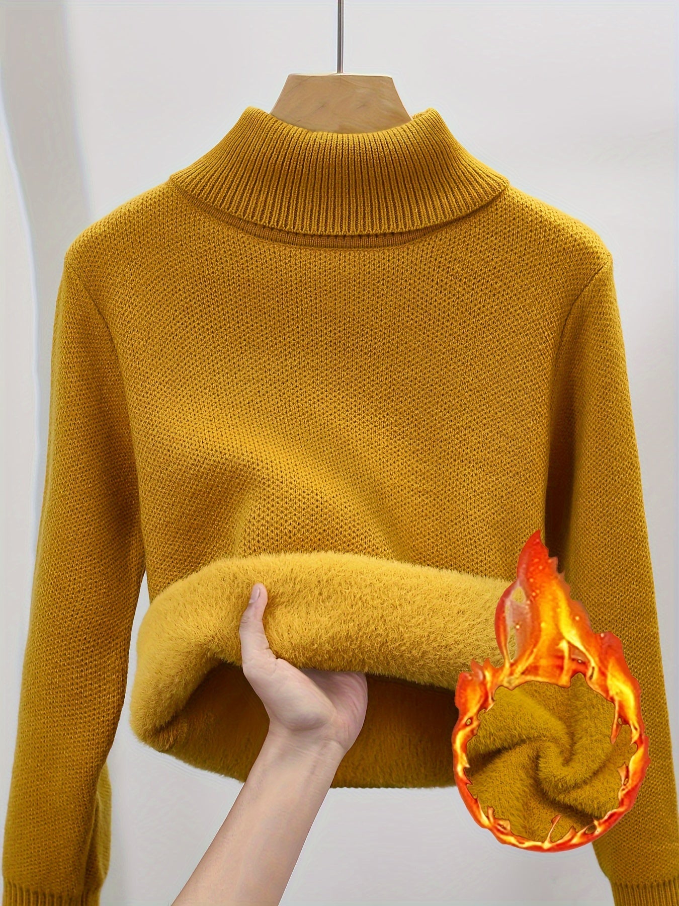 Mia | Warme Effen Trui Met Hoge Kraag