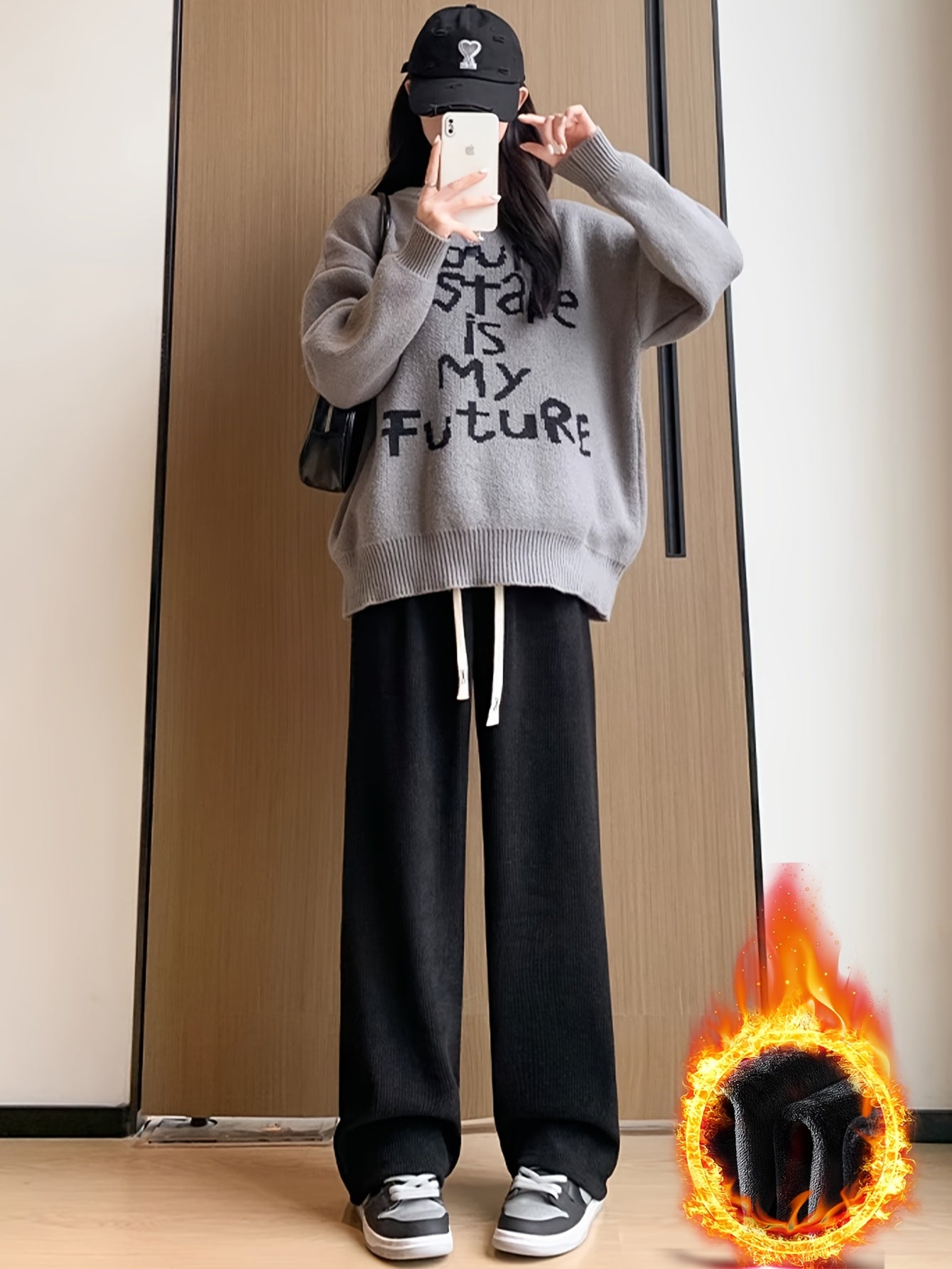 Loes | Wijde Broek Met Hoge Taille En Warme Voering