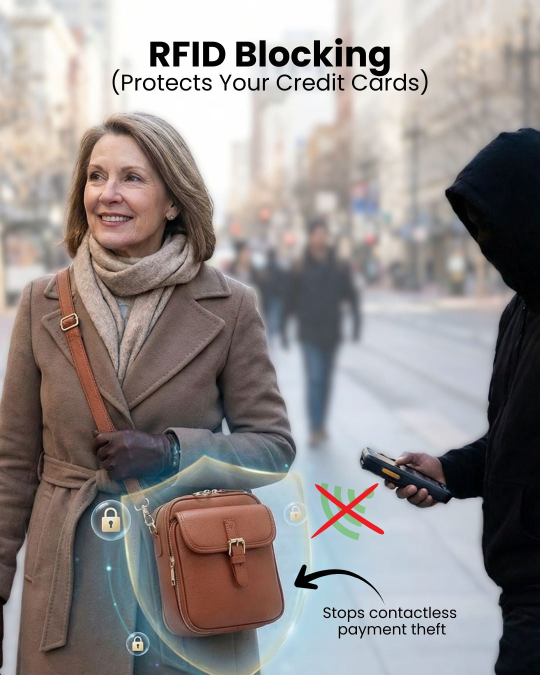 Secure Vegan Crossbody Handbag