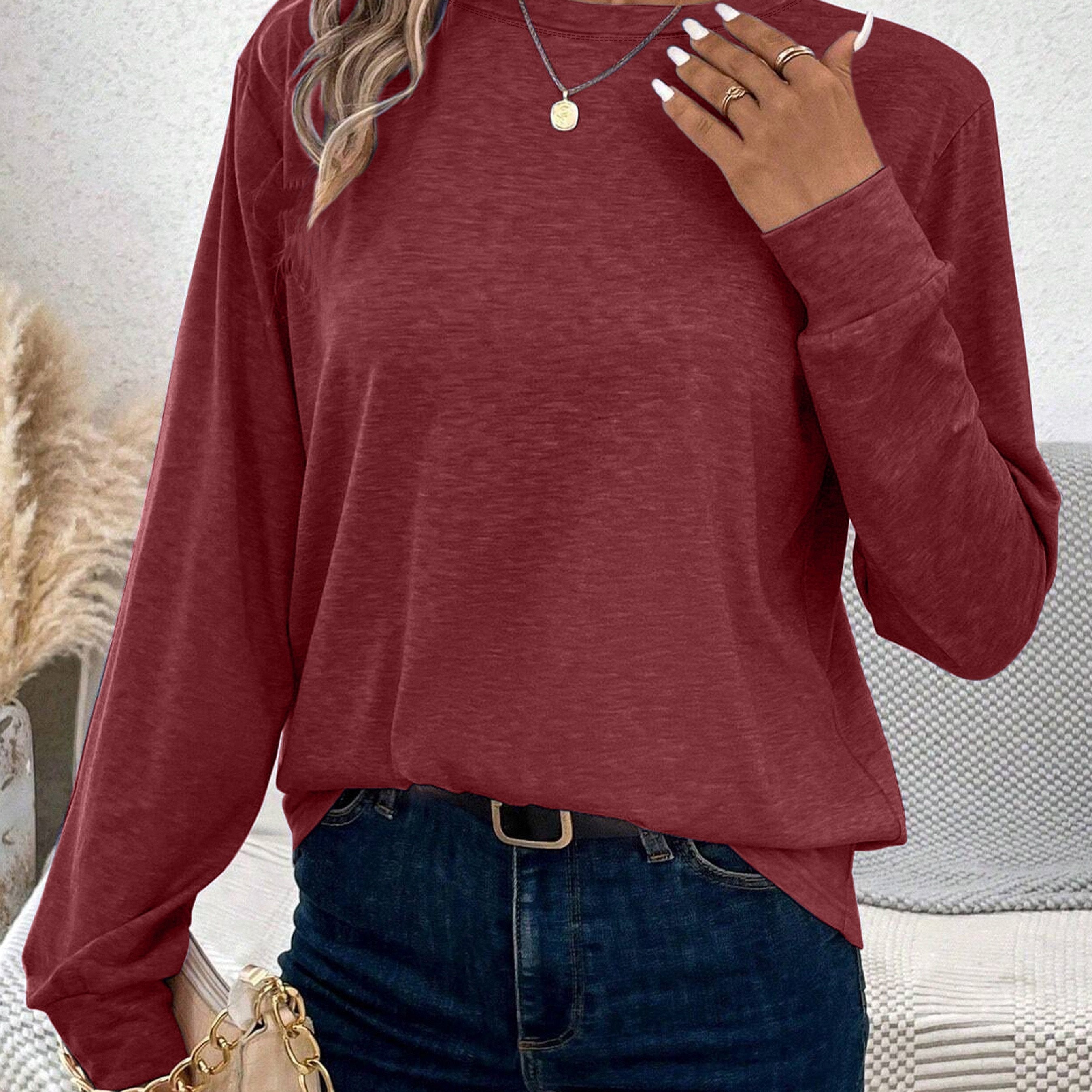 Evelien | Casual Lange Mouw Top Met Ronde Hals