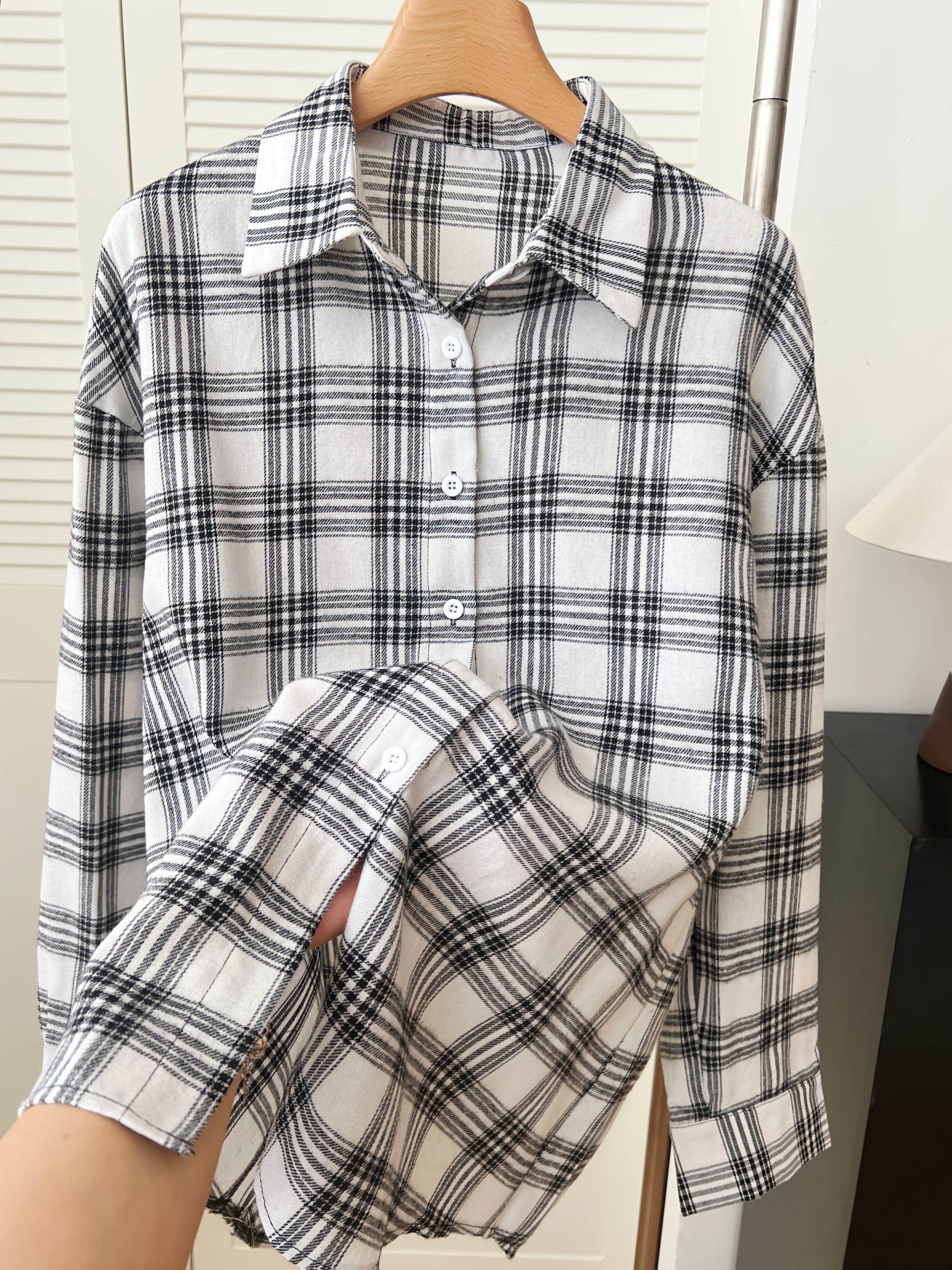 Elly | Losse Langemouw Hemd Met Ruitpatroon