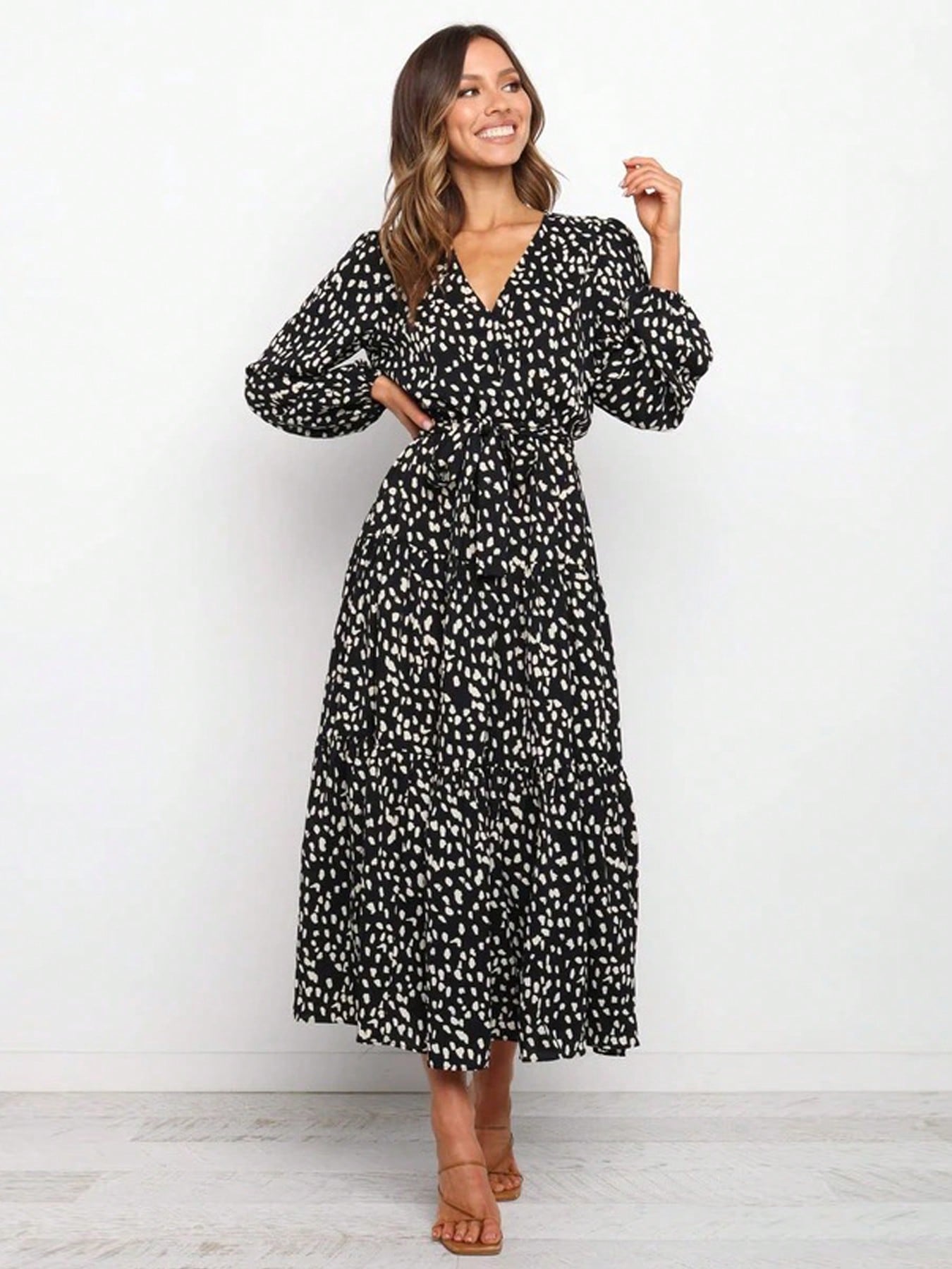 Catharina | Casual Lange Jurk Met V-Hals