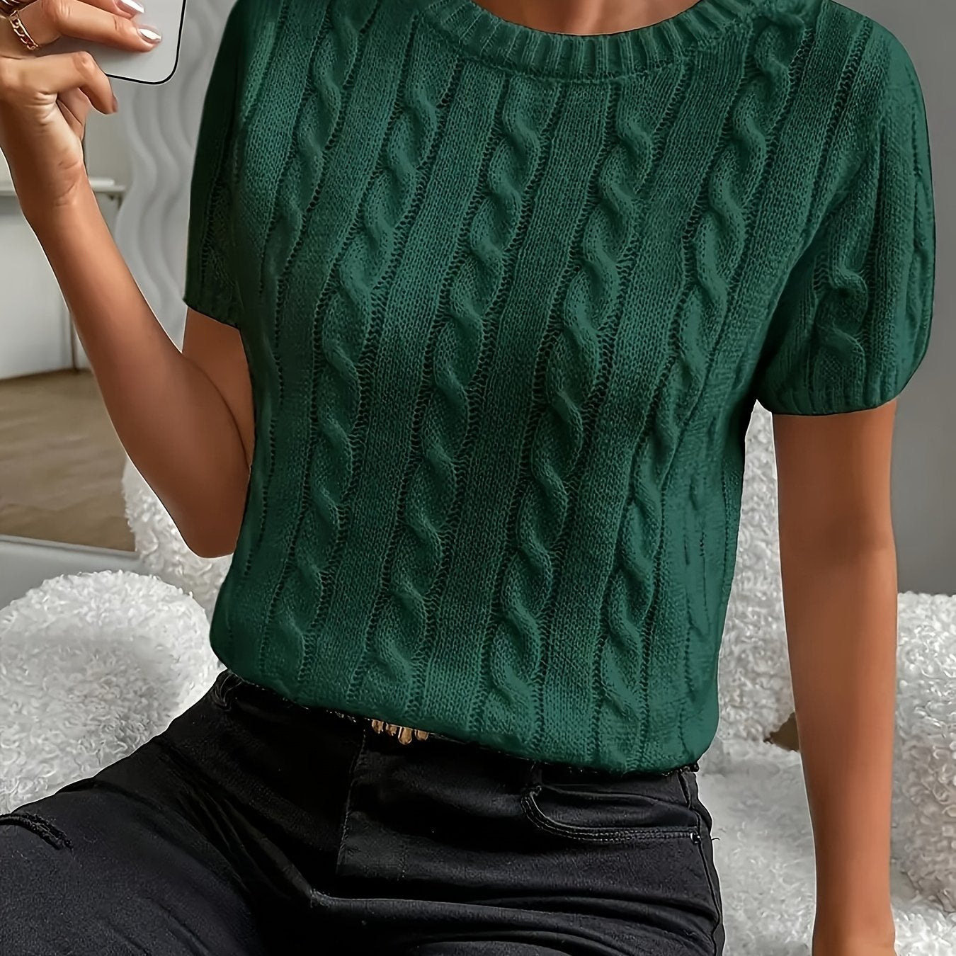 Monica | Elegante Top Met Ruches En Ronde Hals