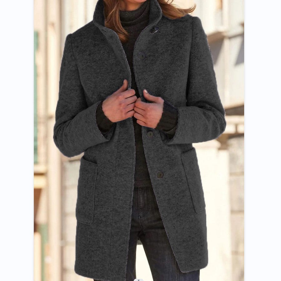 Classic Button-Up Wool Coat