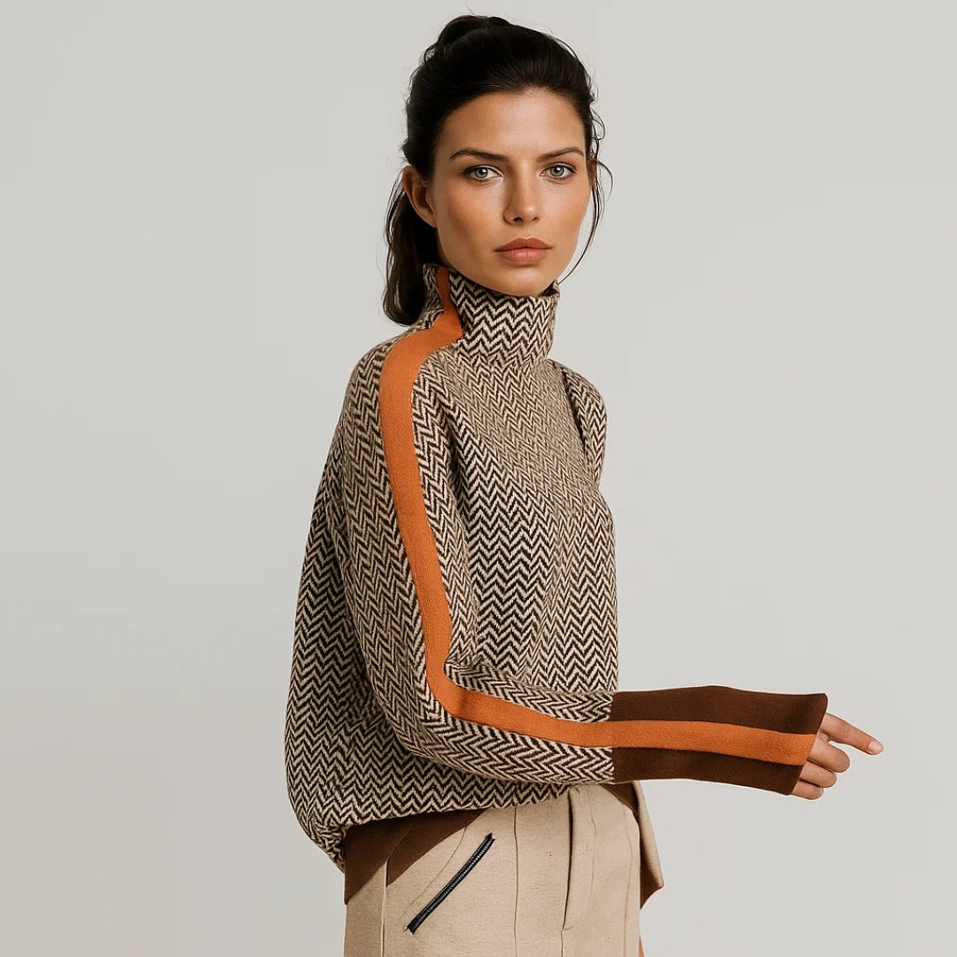 Contrast Trim Turtleneck Sweater
