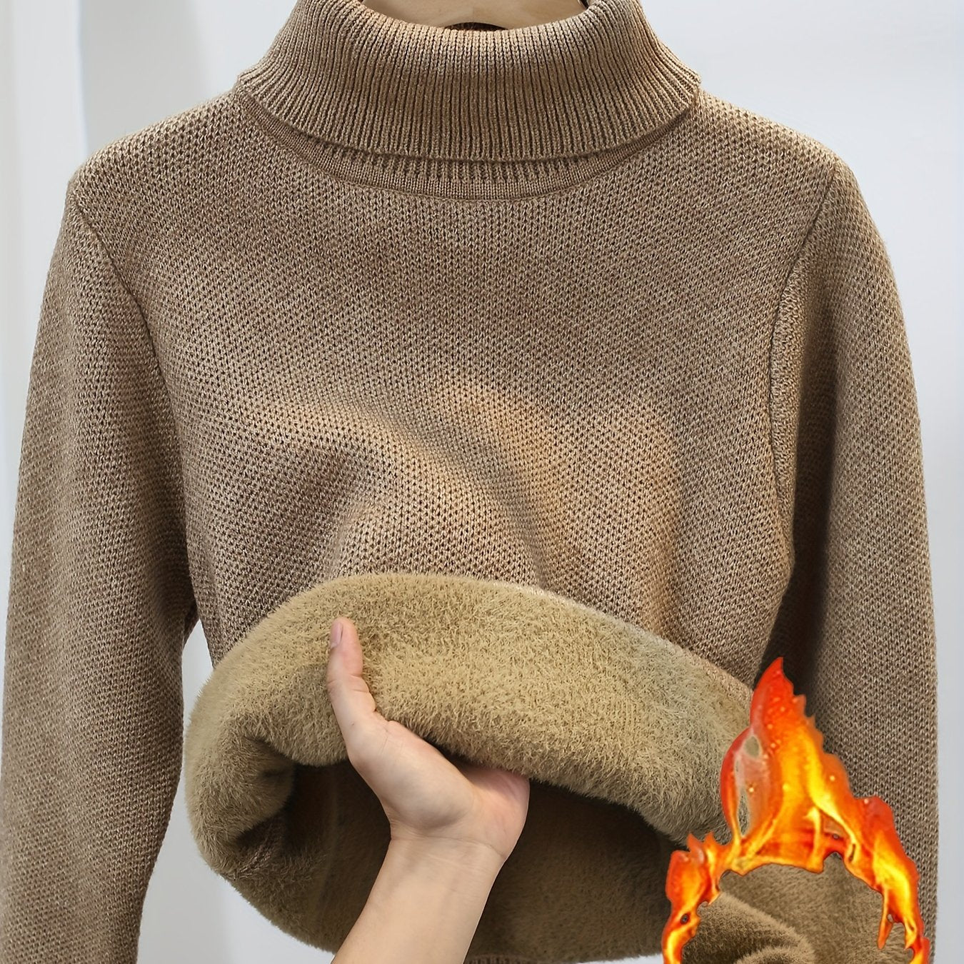 Mia | Warme Effen Trui Met Hoge Kraag