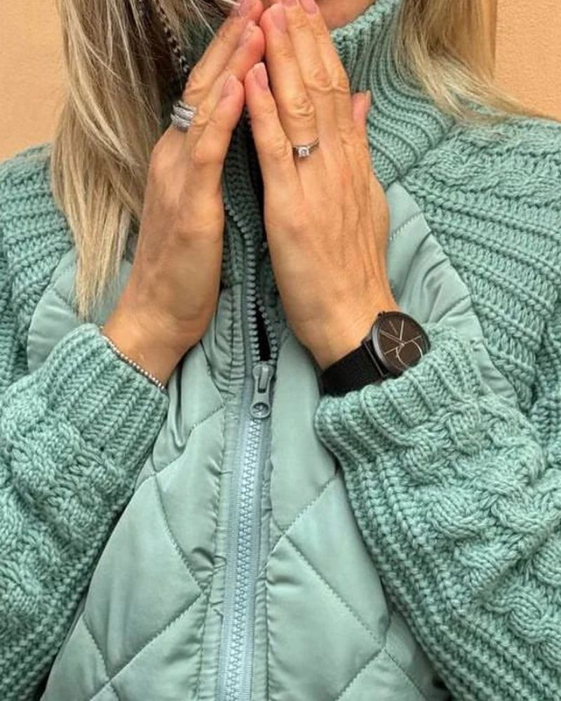 Anita | Gewatteerd Vest Met Breimouwen