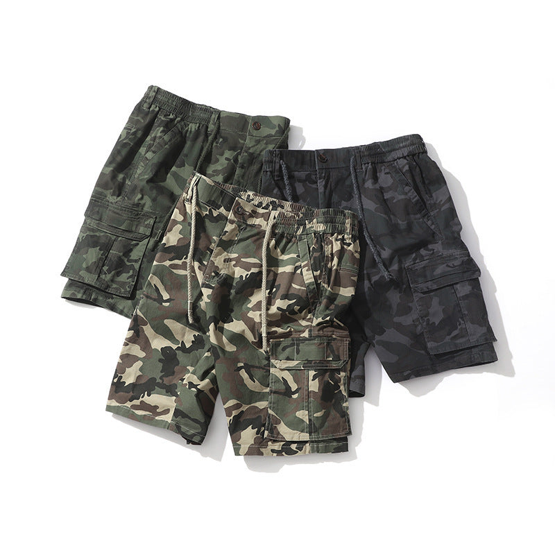 Men's Straight Casual Pants Camouflage Multi-pocket Workwear Shorts