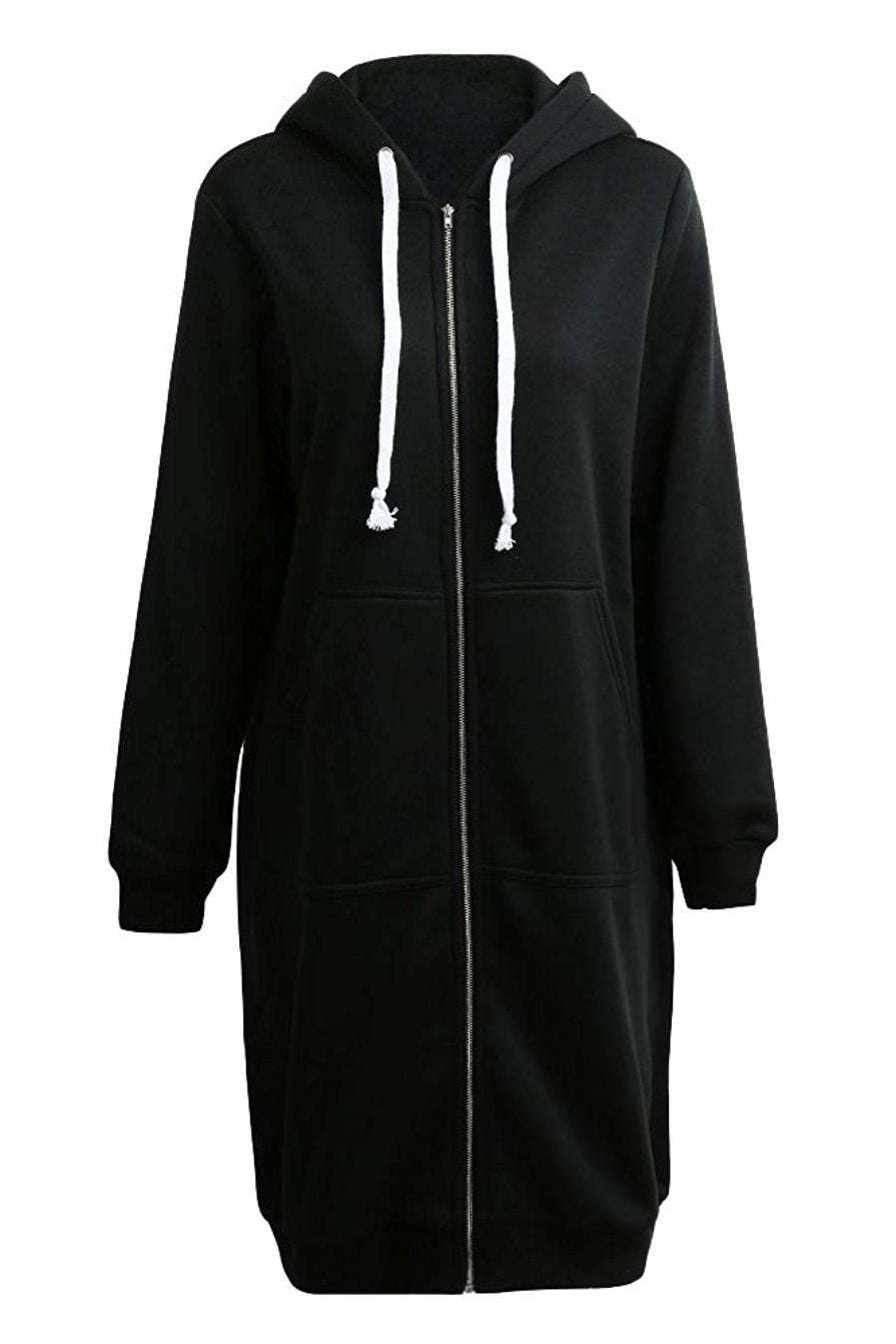 Long Fleece Zip Hoodie