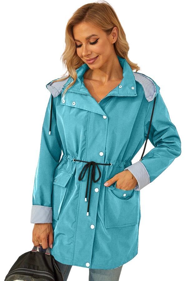 Hooded Water-Resistant Rain Jacket
