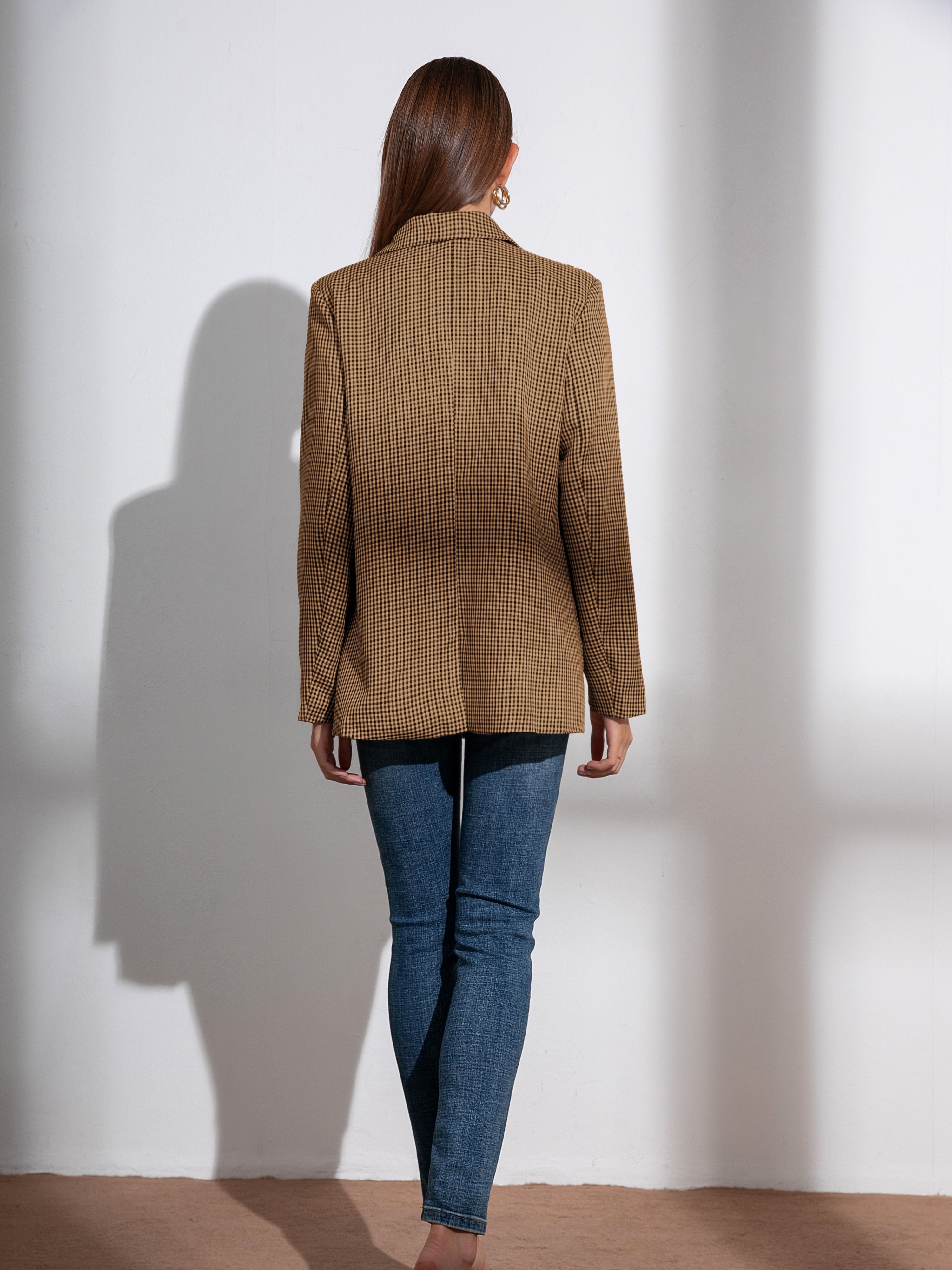 Marianne | Geruite Blazer met Knopen