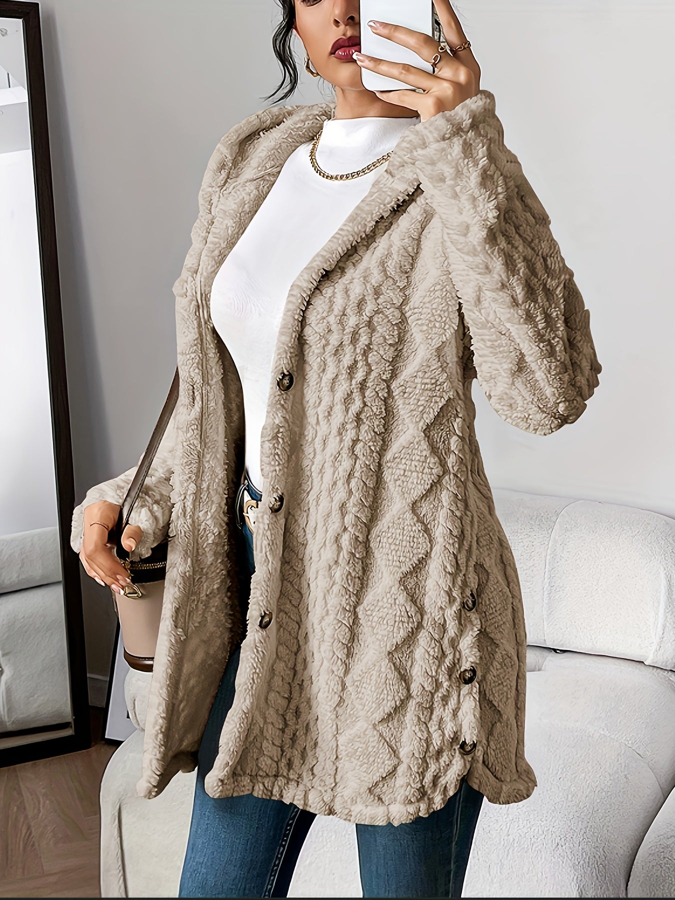 Dora | Lange Pluche Cardigan