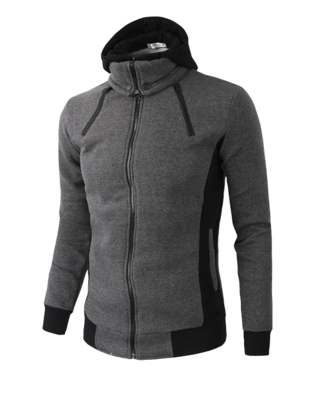 Two-Tone Hooded Sweater Jacket