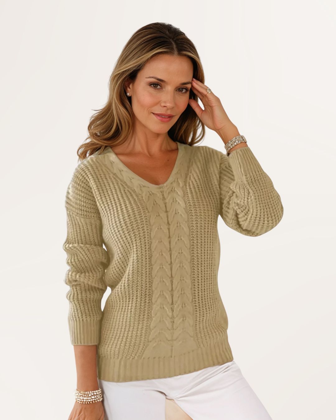 Janny | Gebreide Trui met V-Hals