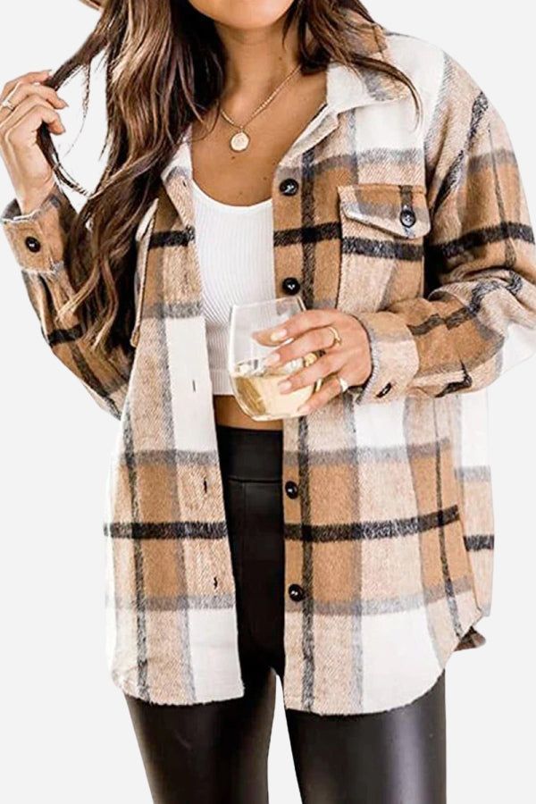 Plaid Button-Up Flannel Shirt