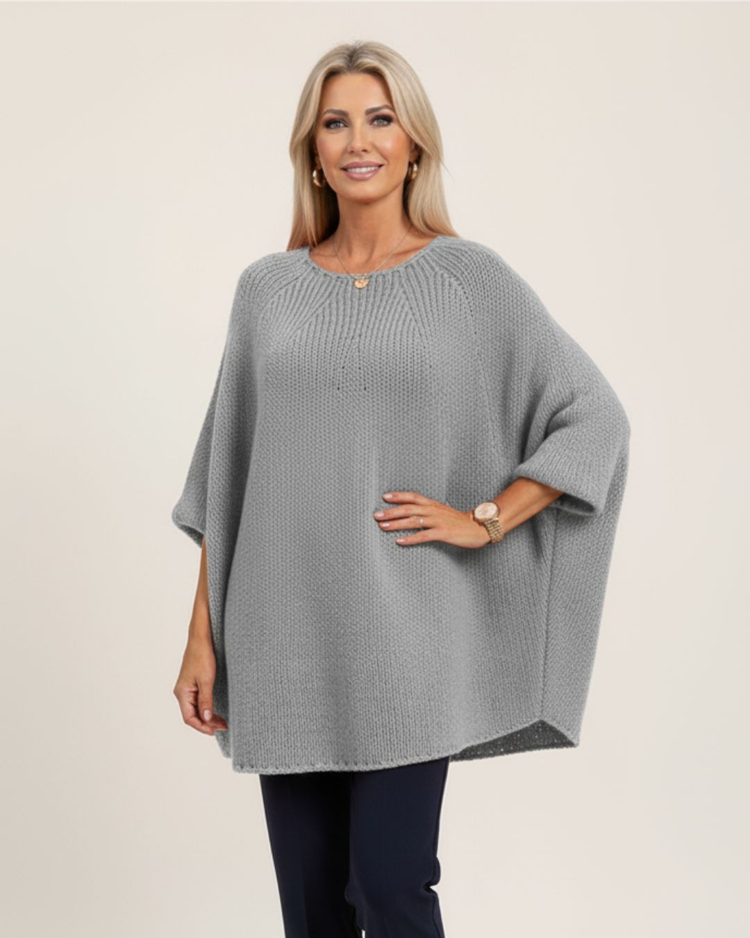 Elegant Knitted Poncho Sweater
