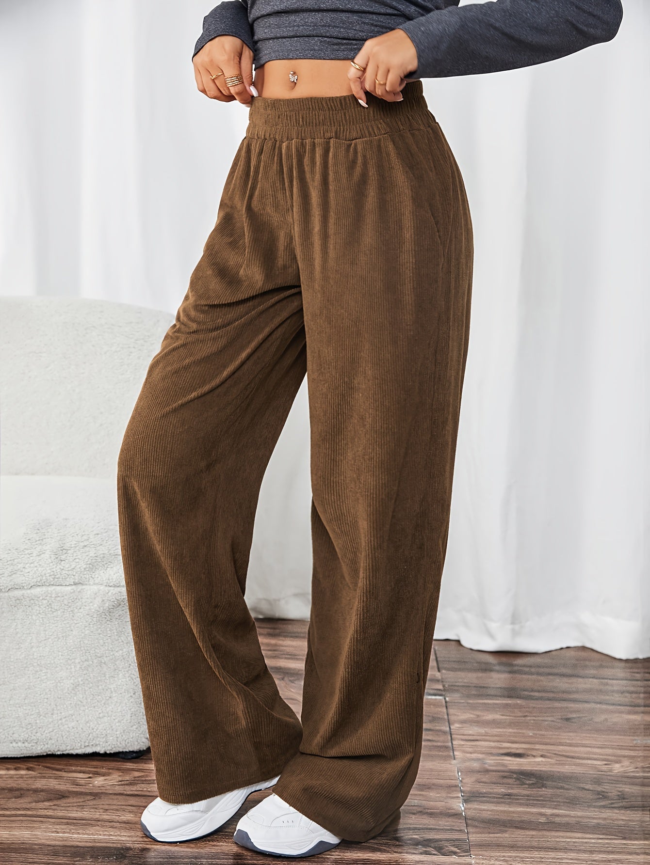 Lieve | Casual Gebreide Rechte Broek Met Zakken