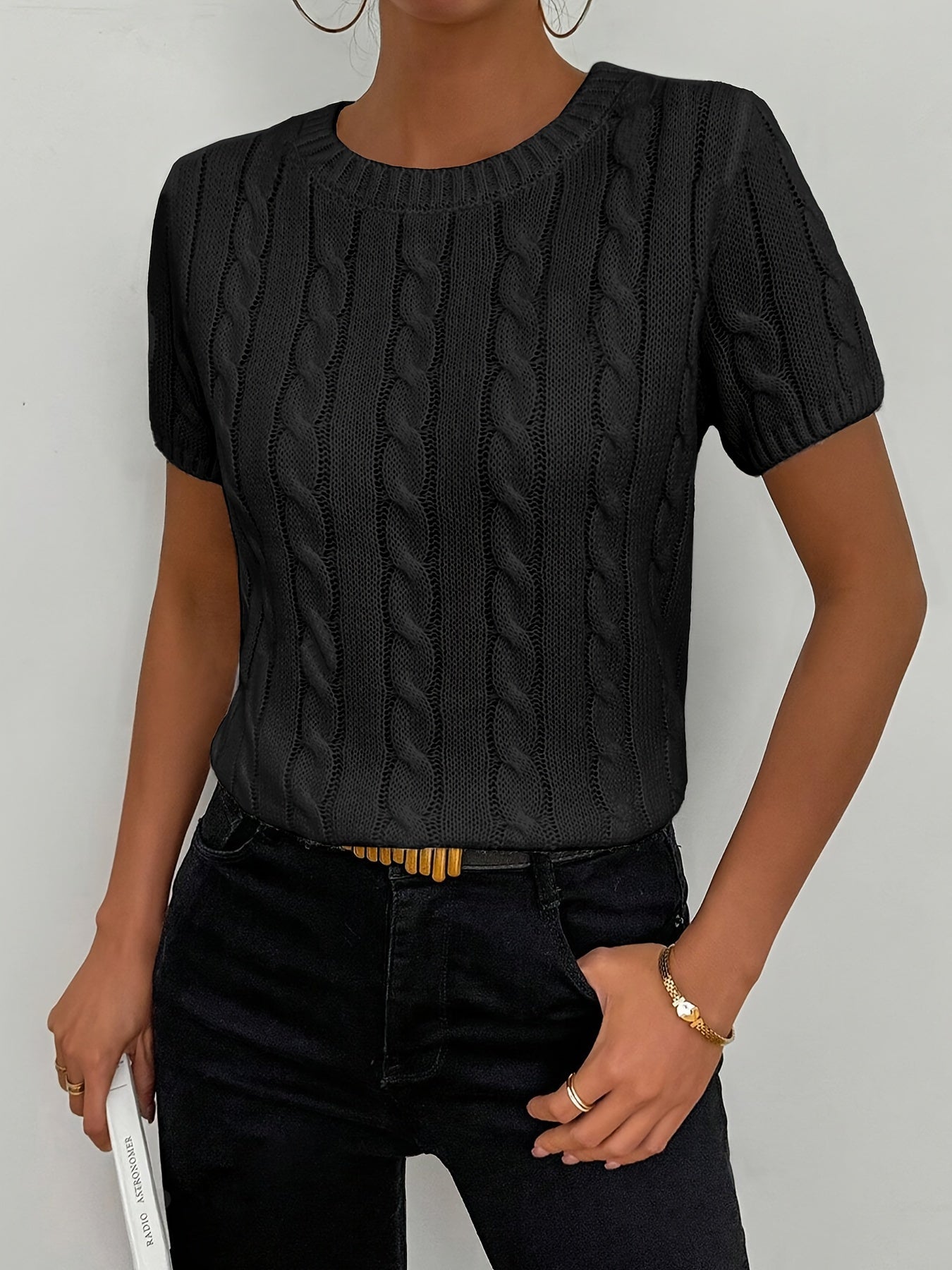 Monica | Elegante Top Met Ruches En Ronde Hals