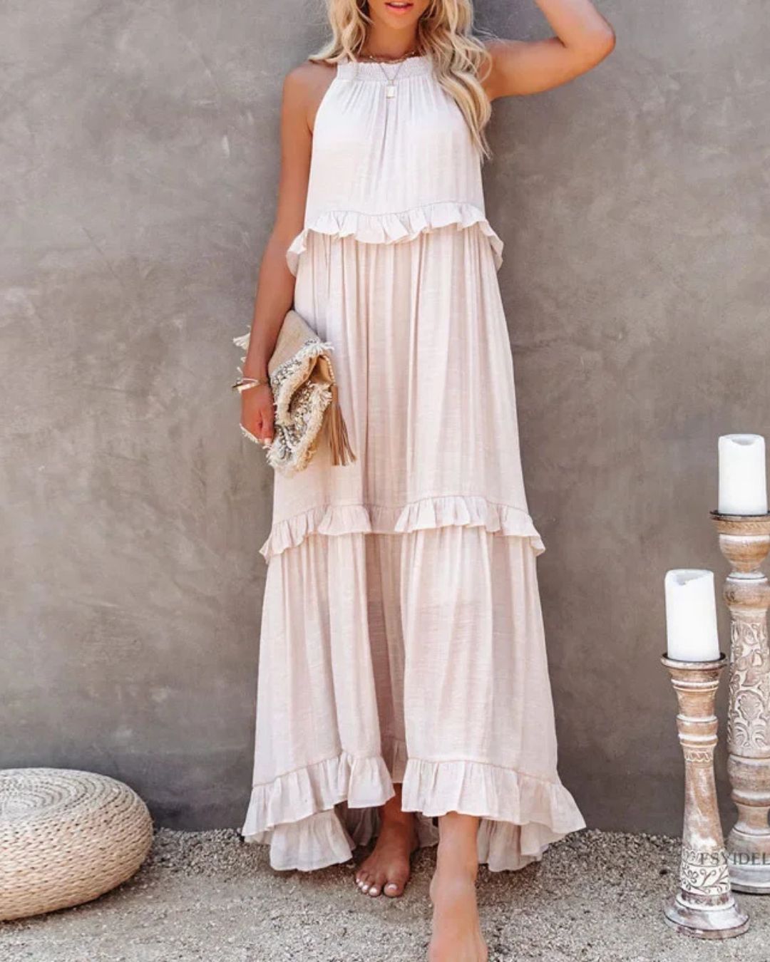 Liesbeth | Zomerse Maxi Jurk met Speelse Ruches