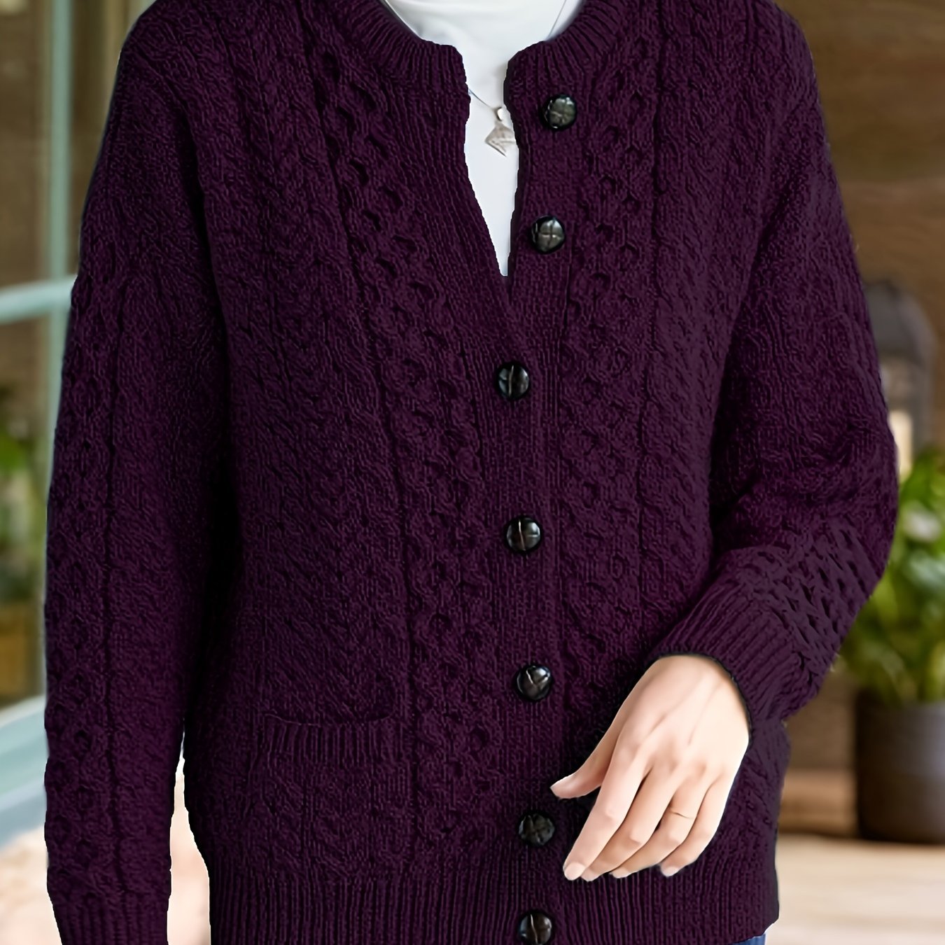 Lonneke | Geometrisch Kabelvest Met Knopen