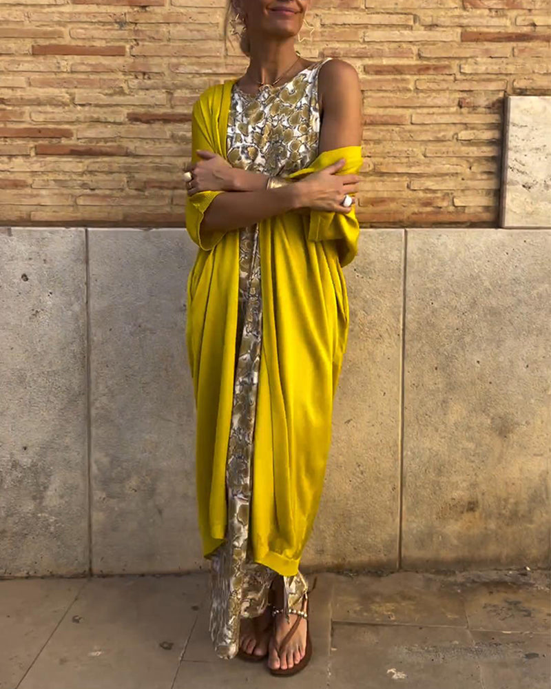 Annette | Zomerjurk Met Kleurrijke Print En Bijpassende Kimono