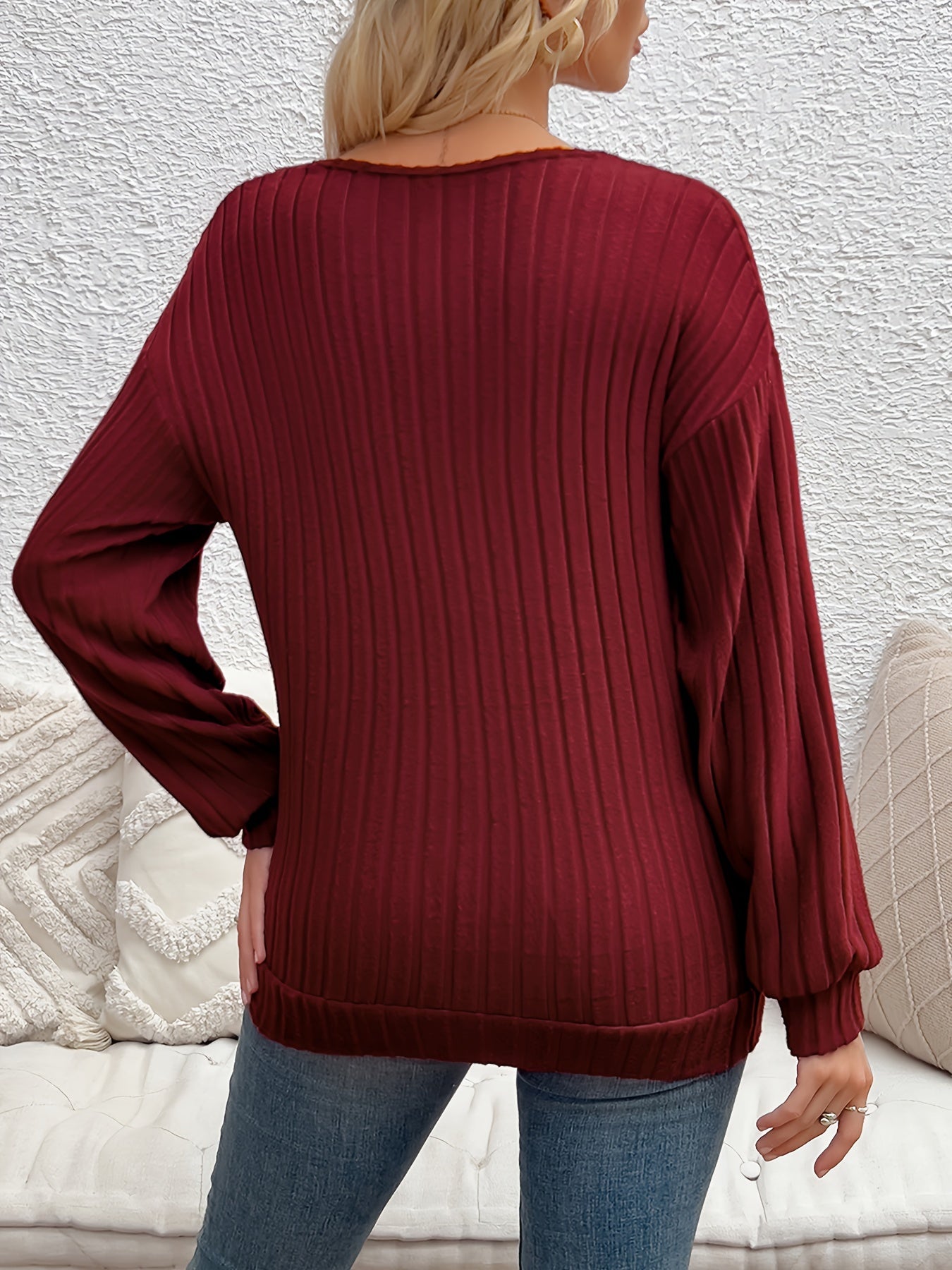 Eveline | Stijlvolle V-Hals Ribtrui