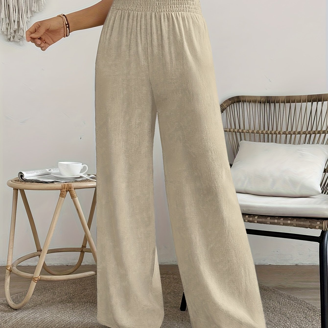 Ella | Casual Losse Broek Met Effen Kleur