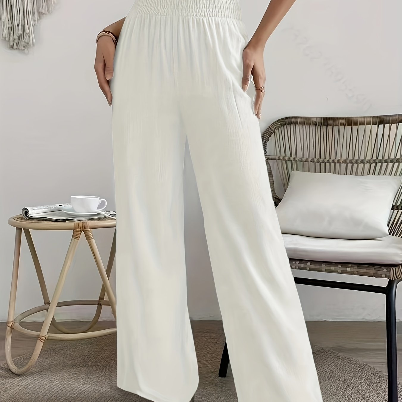 Ella | Casual Losse Broek Met Effen Kleur