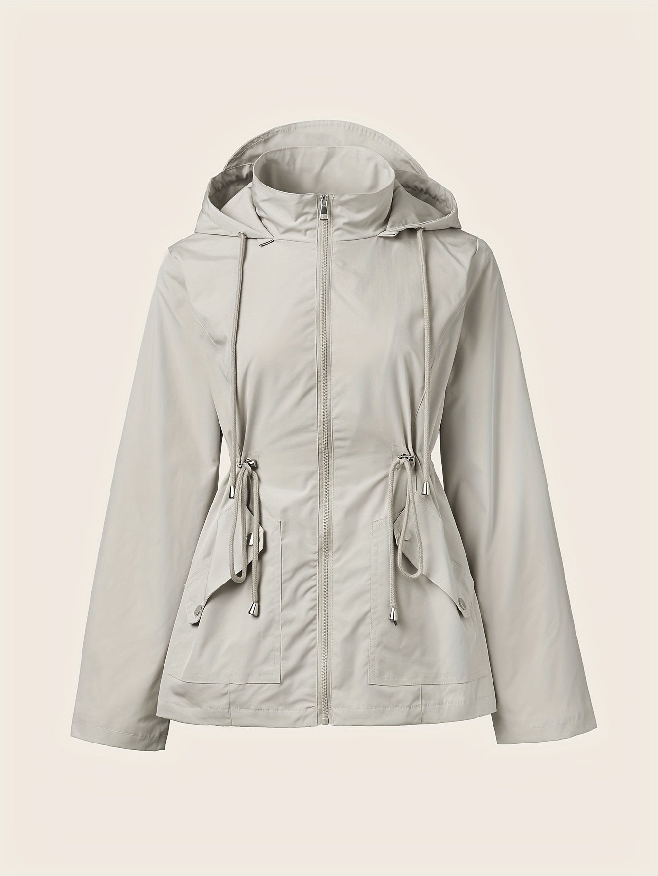 Corine | Trekkoord Rits Hooded Trenchcoat