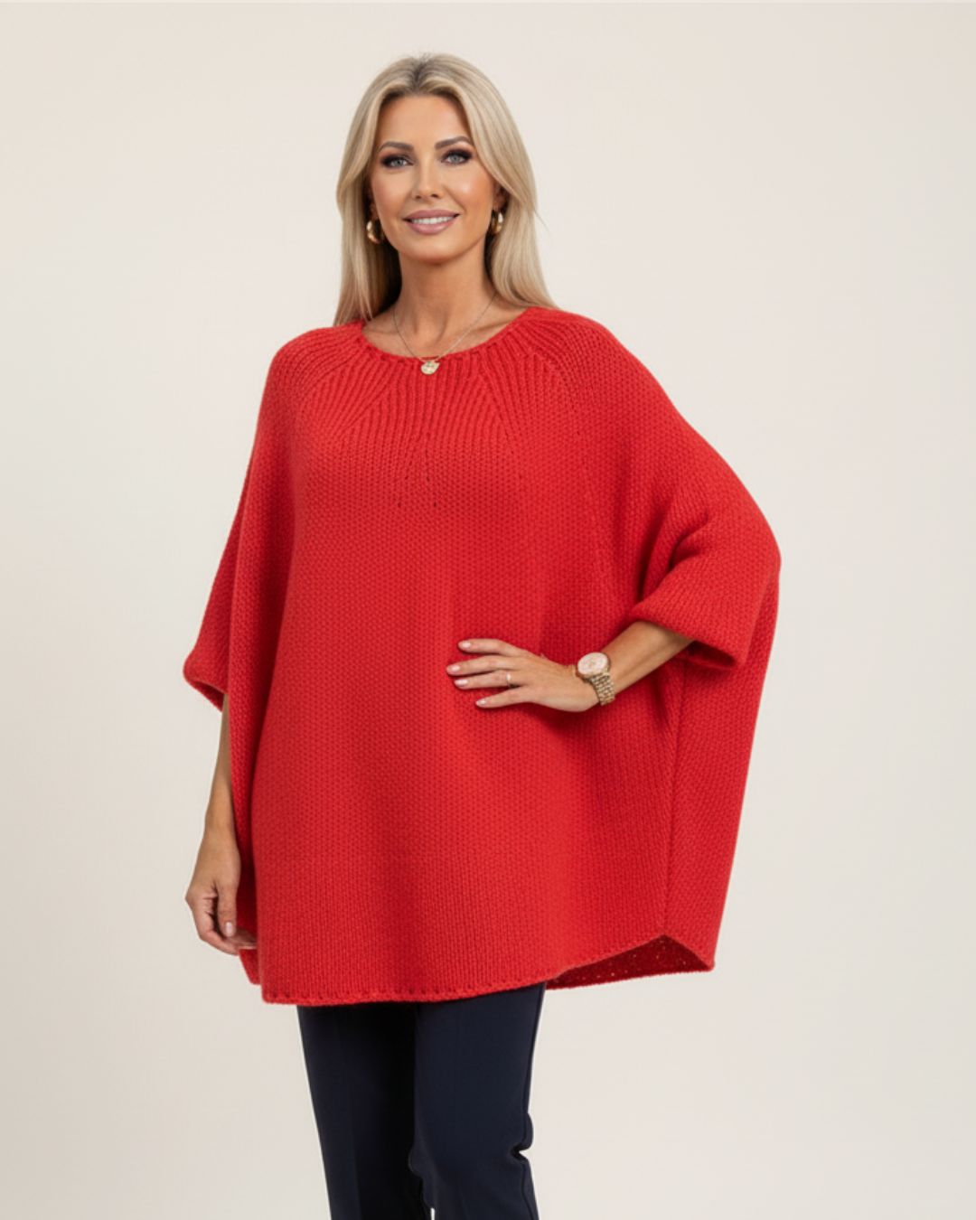 Elegant Knitted Poncho Sweater