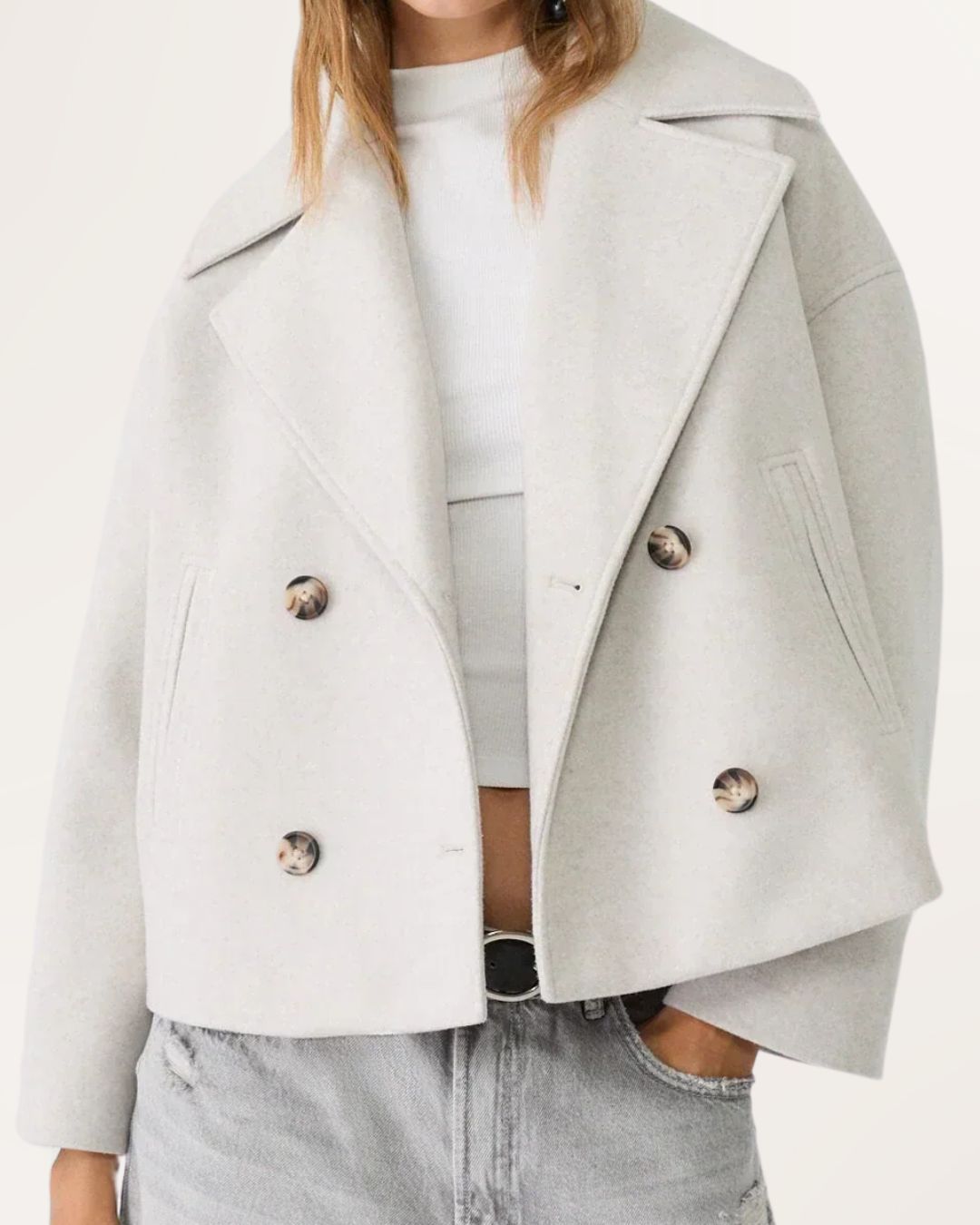 Lydia | Korte Elegante Jas met Dubbele Knopen