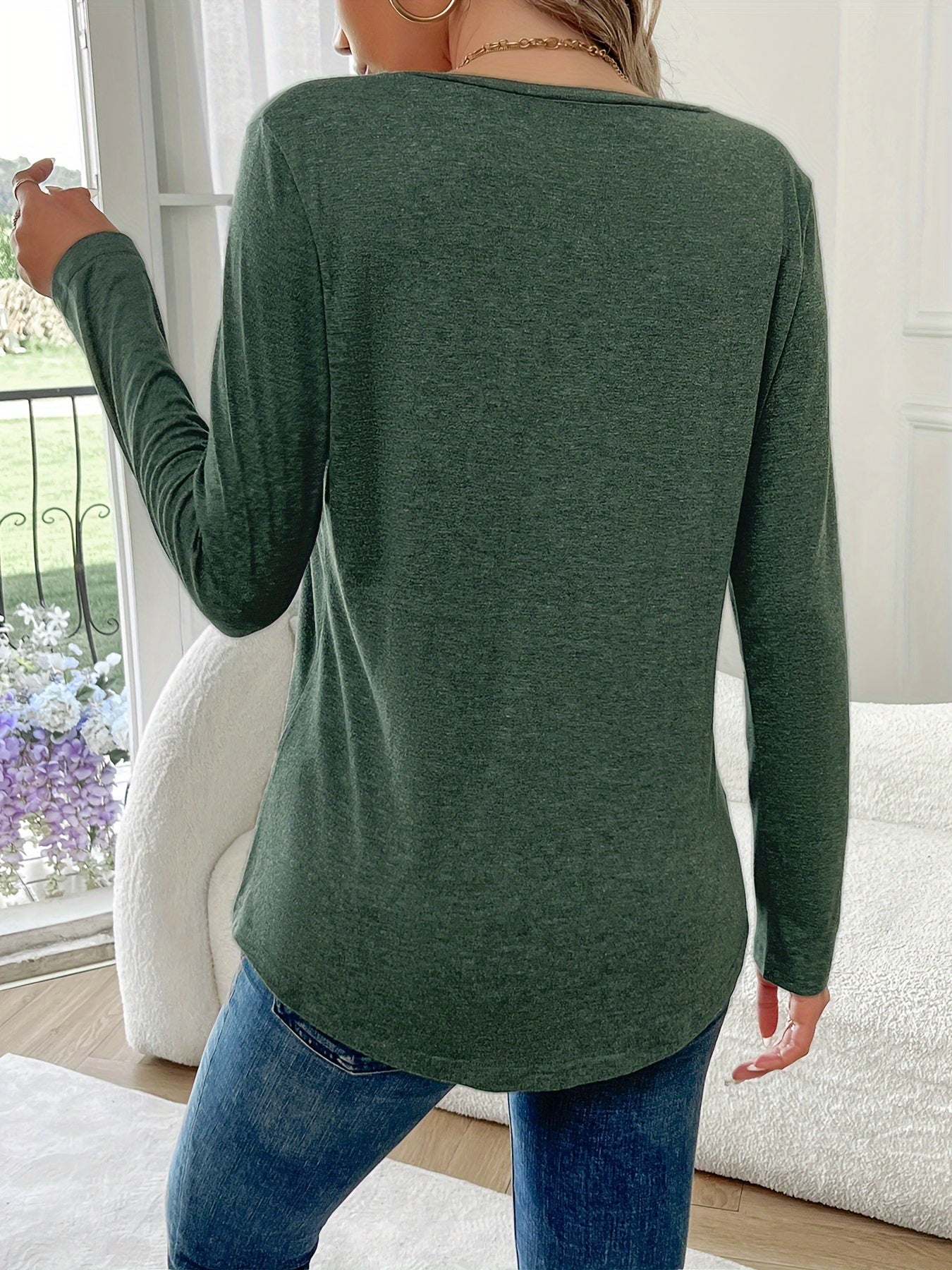 Isabel | Casual V-Hals Top Met Lange Mouwen