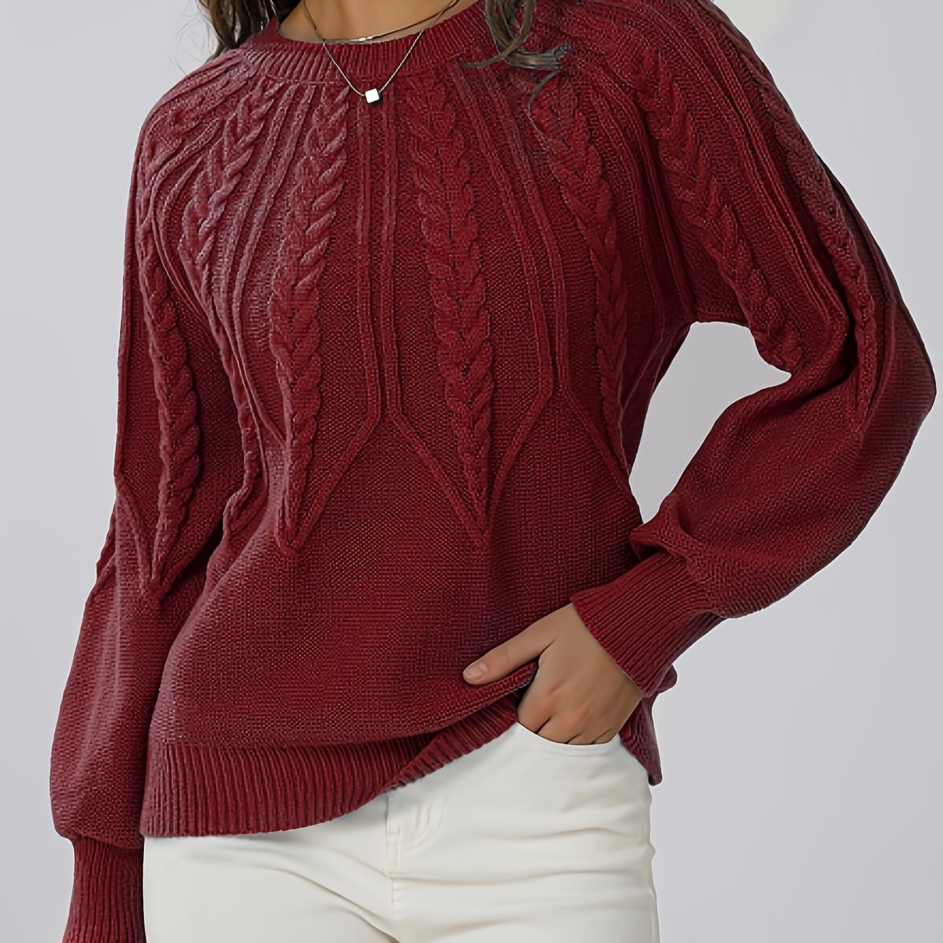 Hermina | Kabelgebreide Trui Met Ronde Hals