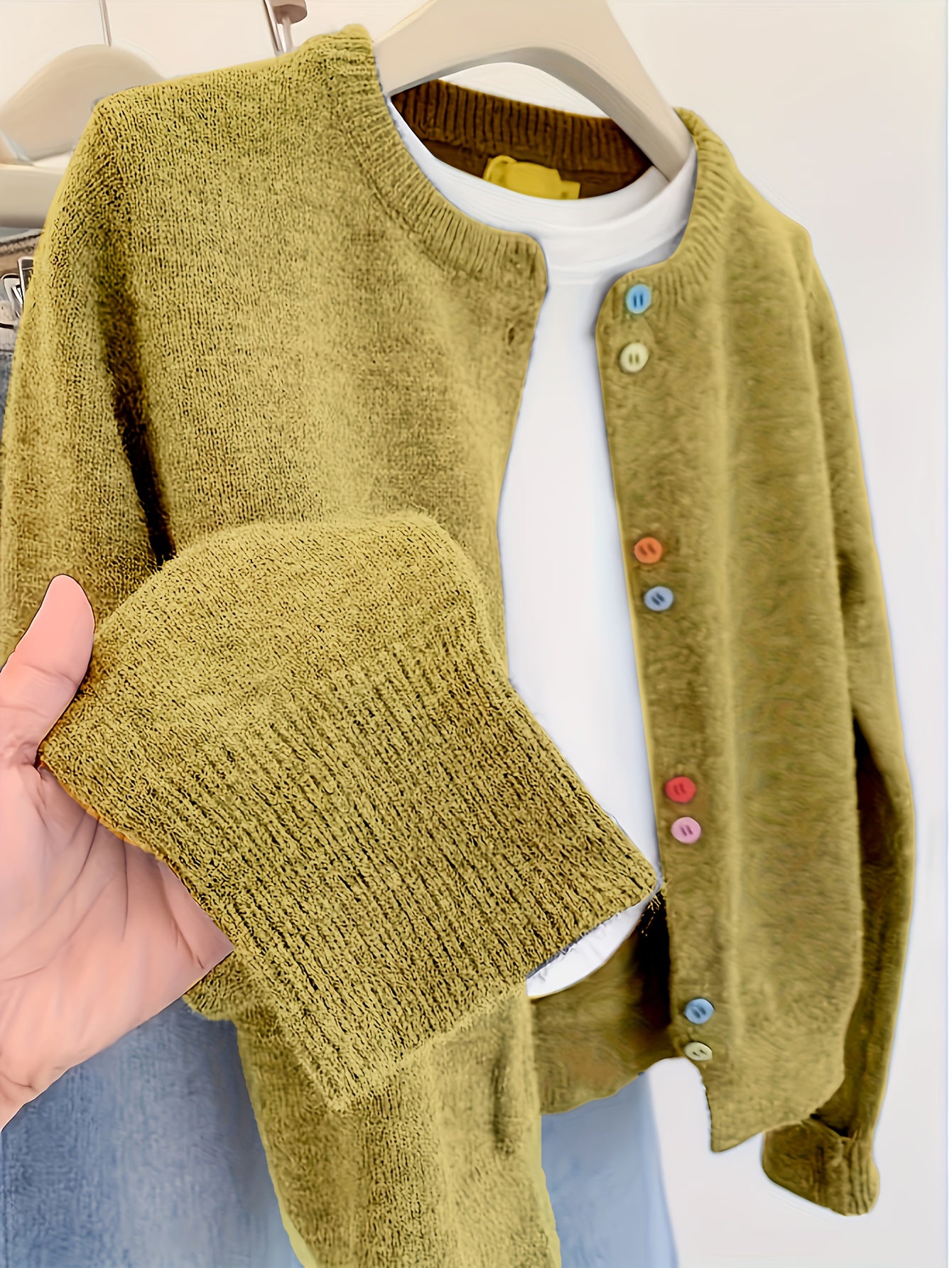 Janneke | Vintage Regenboog Knoop-Op Vest