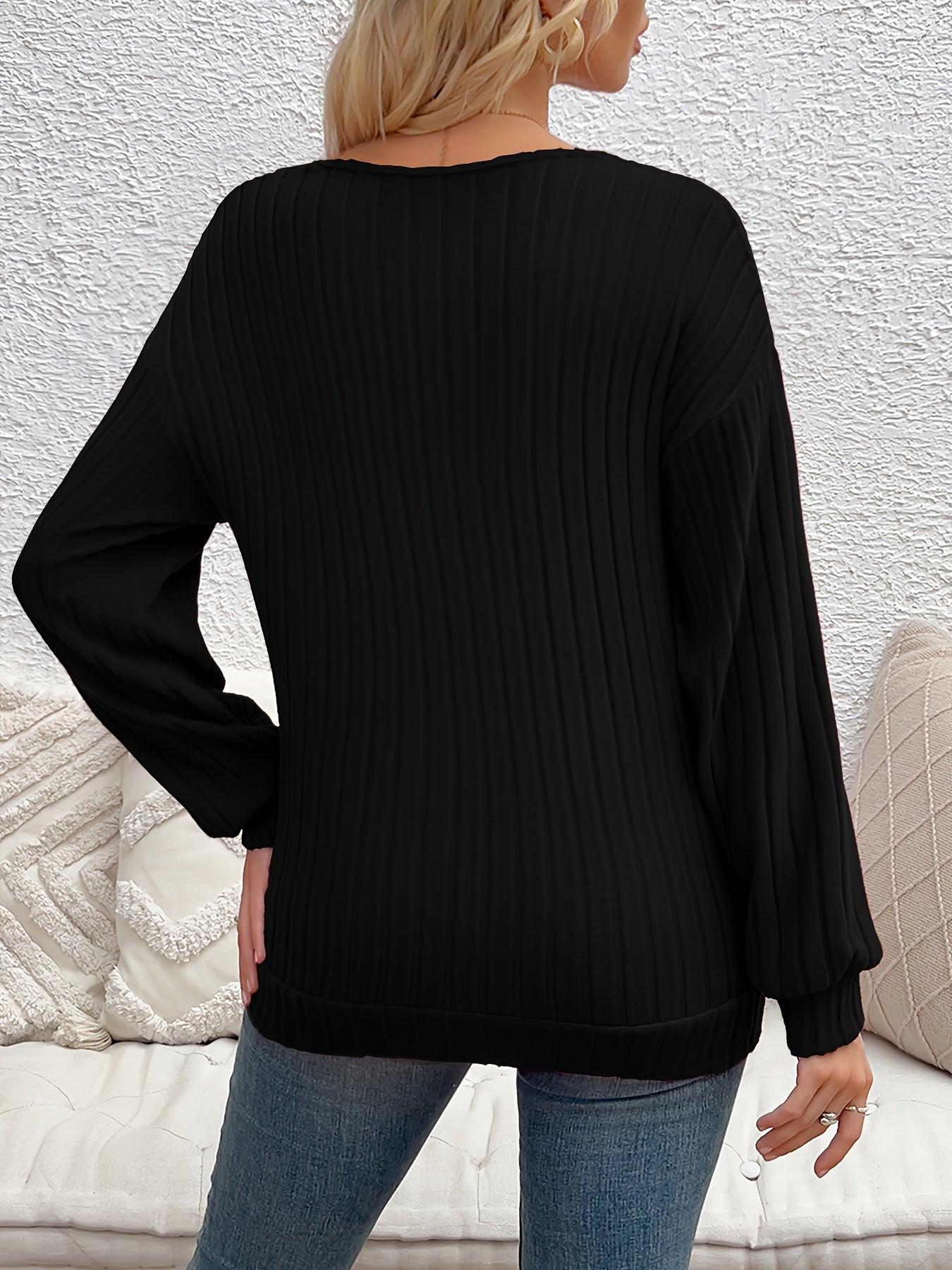 Eveline | Stijlvolle V-Hals Ribtrui