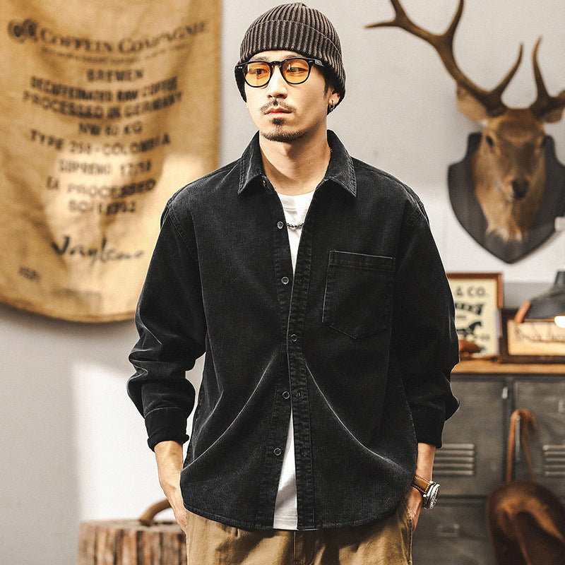 Retro Corduroy Shirt Men's Long-sleeved Casual Jacket