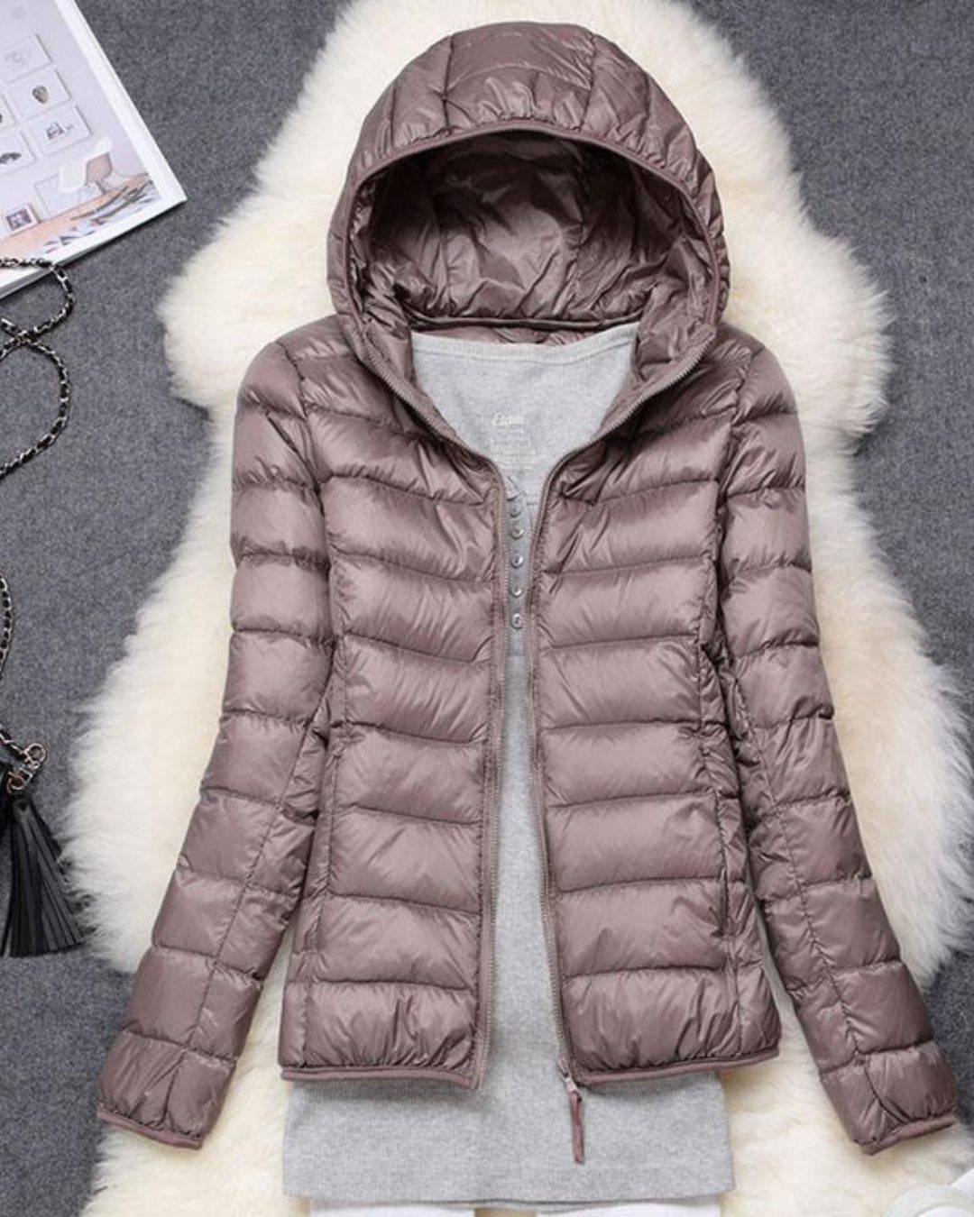 Jacqueline | Licht Gewatteerde Jas met Capuchon