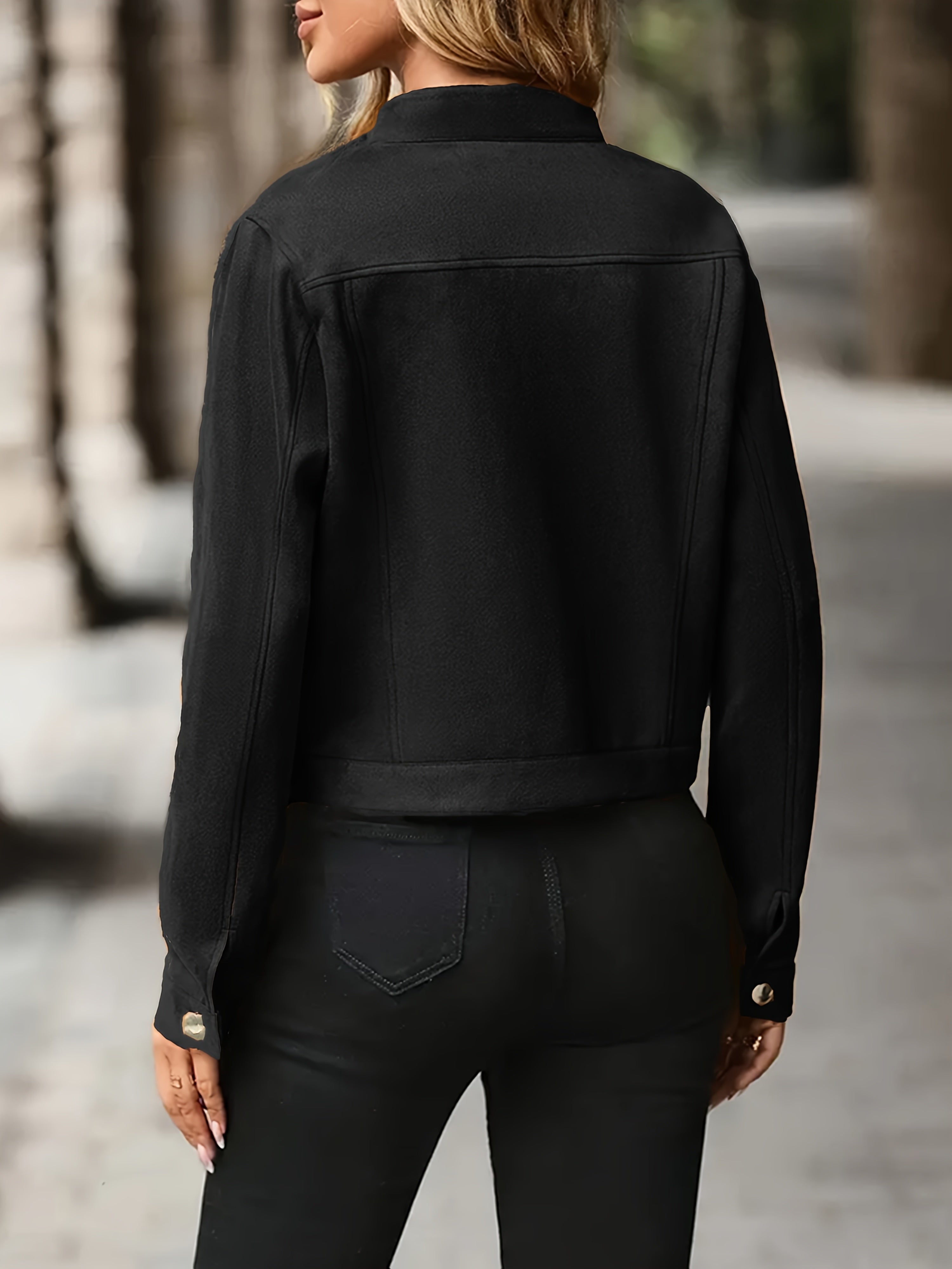 Babette | Vintage Suède Jas Met Opstaande Kraag