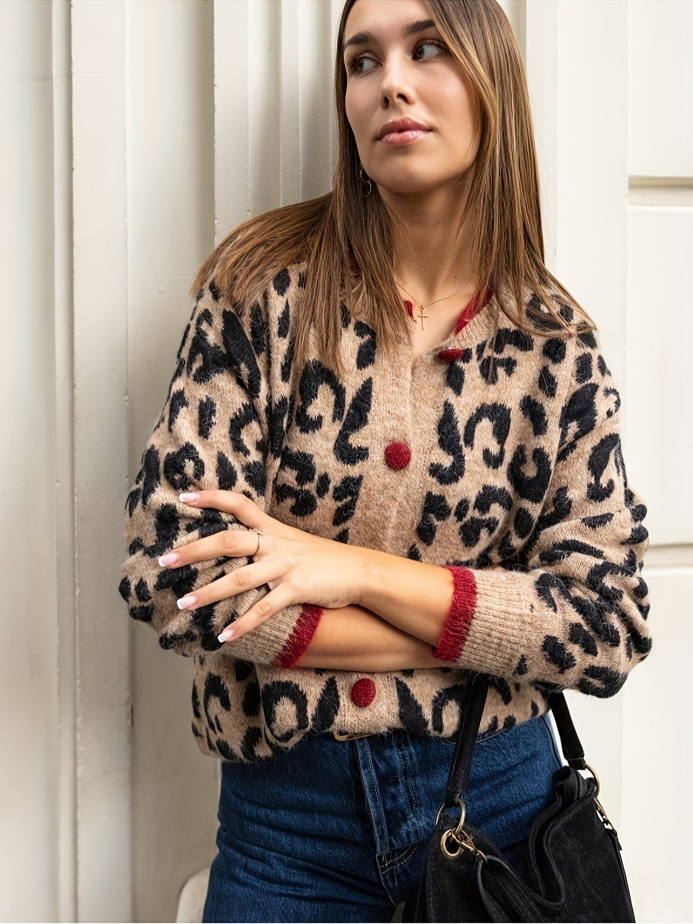 Jacqueline | Gebreide Vest met Panterprint