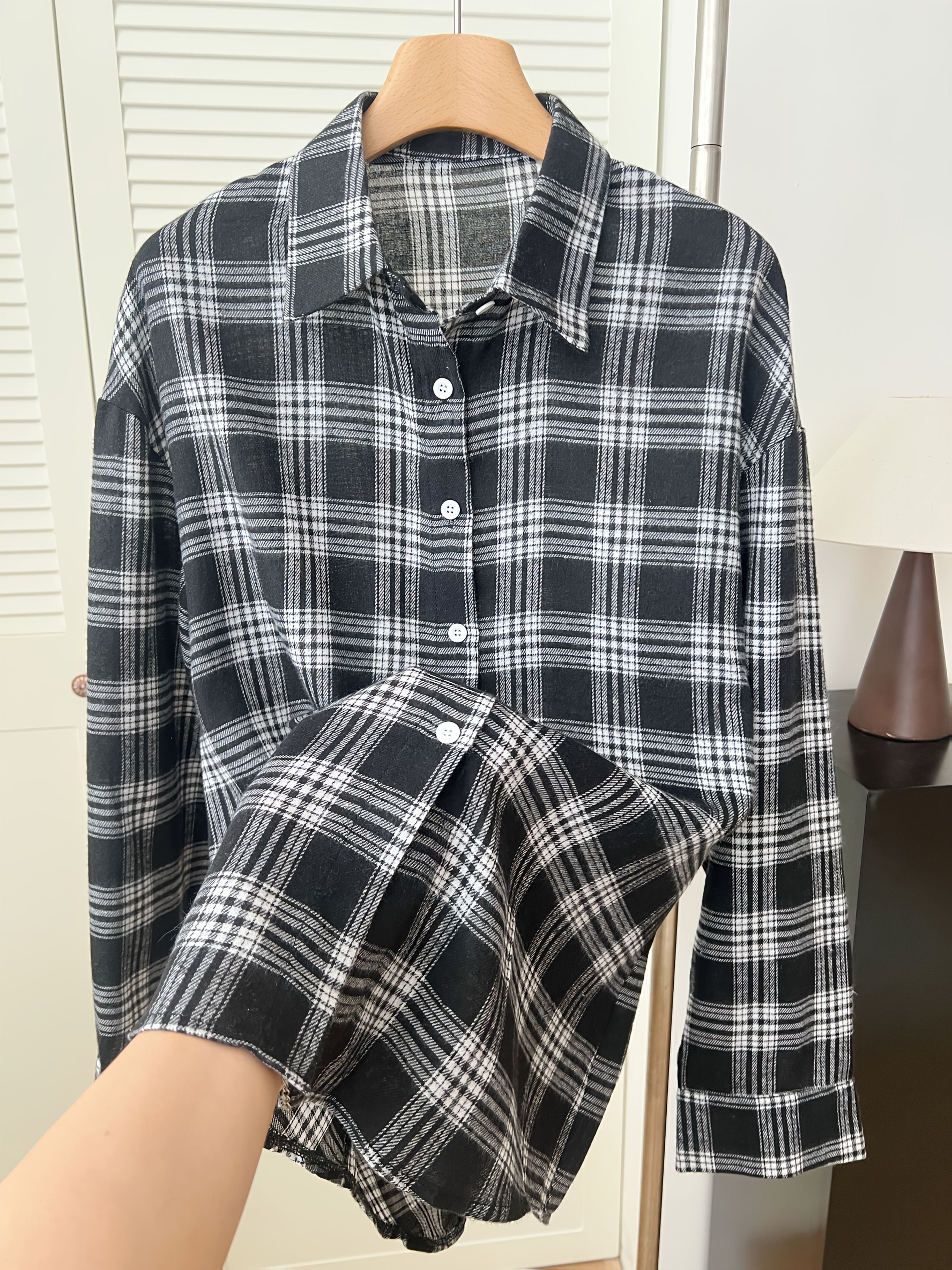 Elly | Losse Langemouw Hemd Met Ruitpatroon