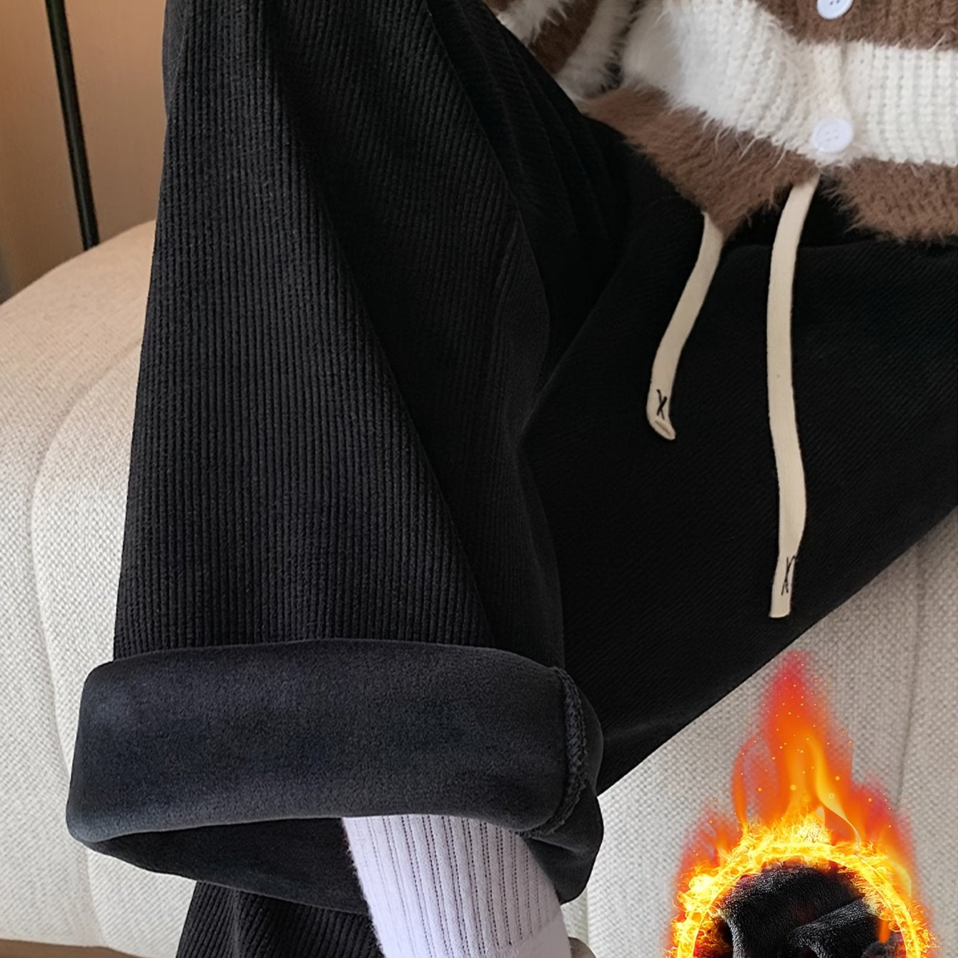 Loes | Wijde Broek Met Hoge Taille En Warme Voering