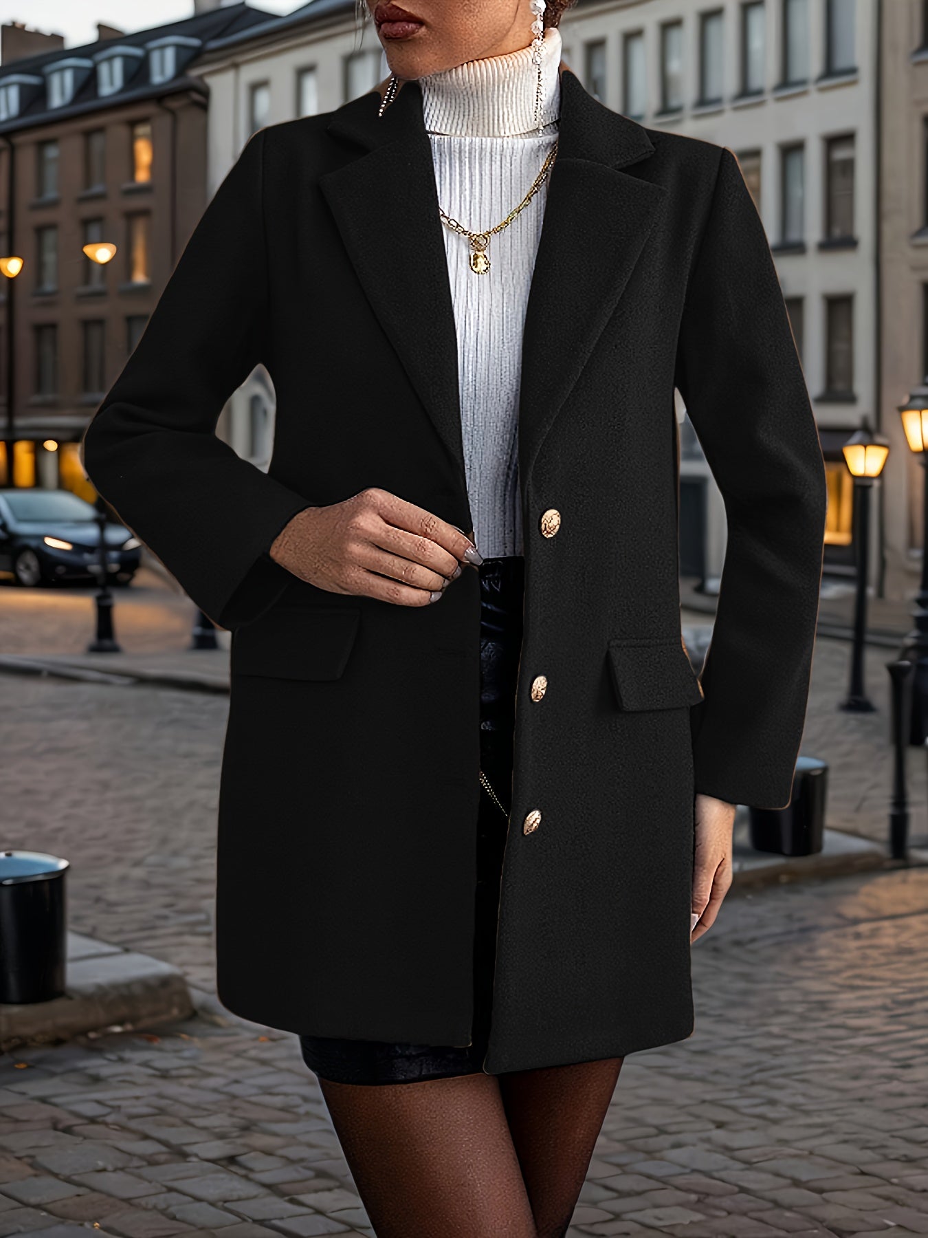 Mieke | Elegante Effen Lange Jas