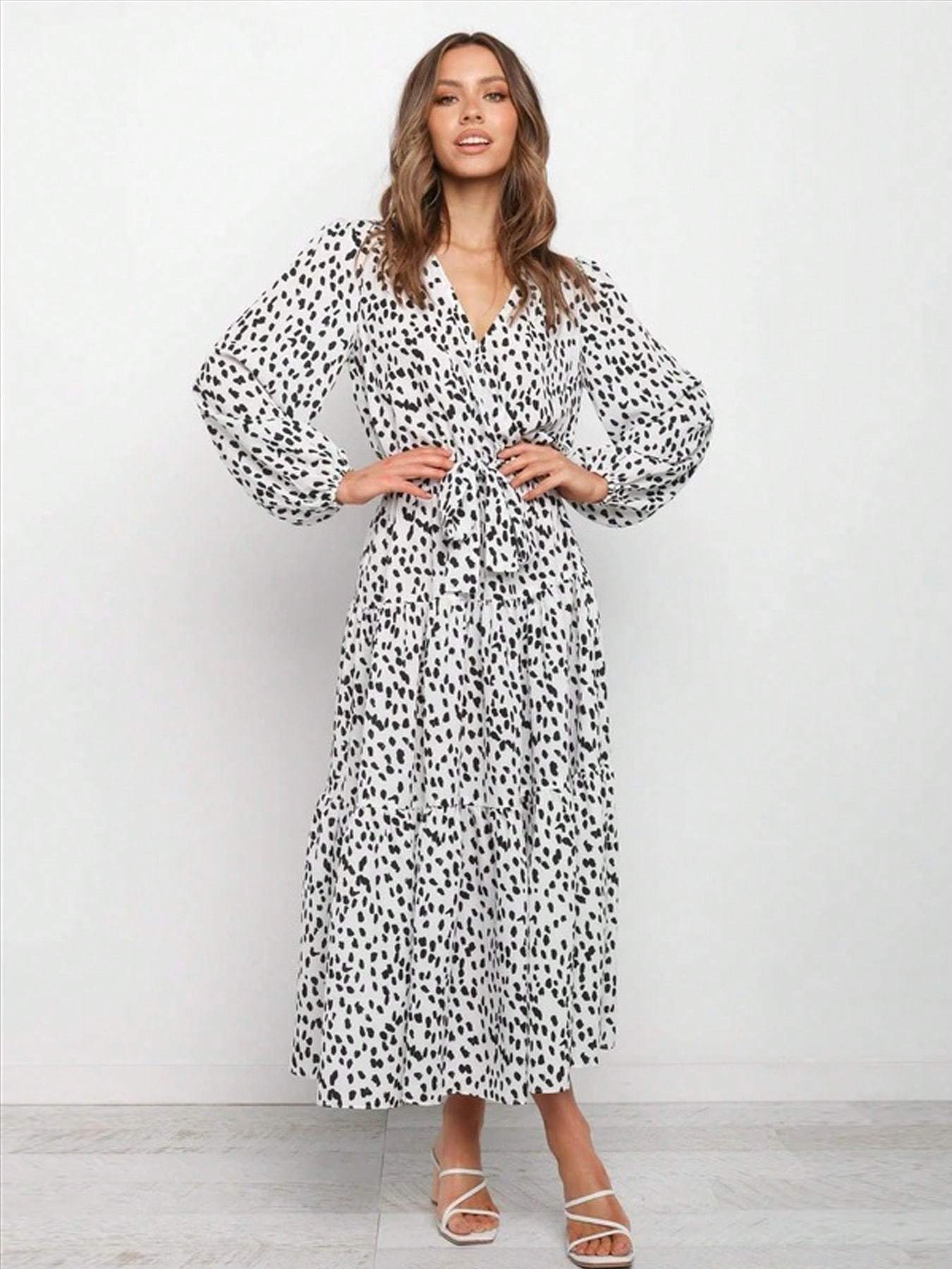 Catharina | Casual Lange Jurk Met V-Hals