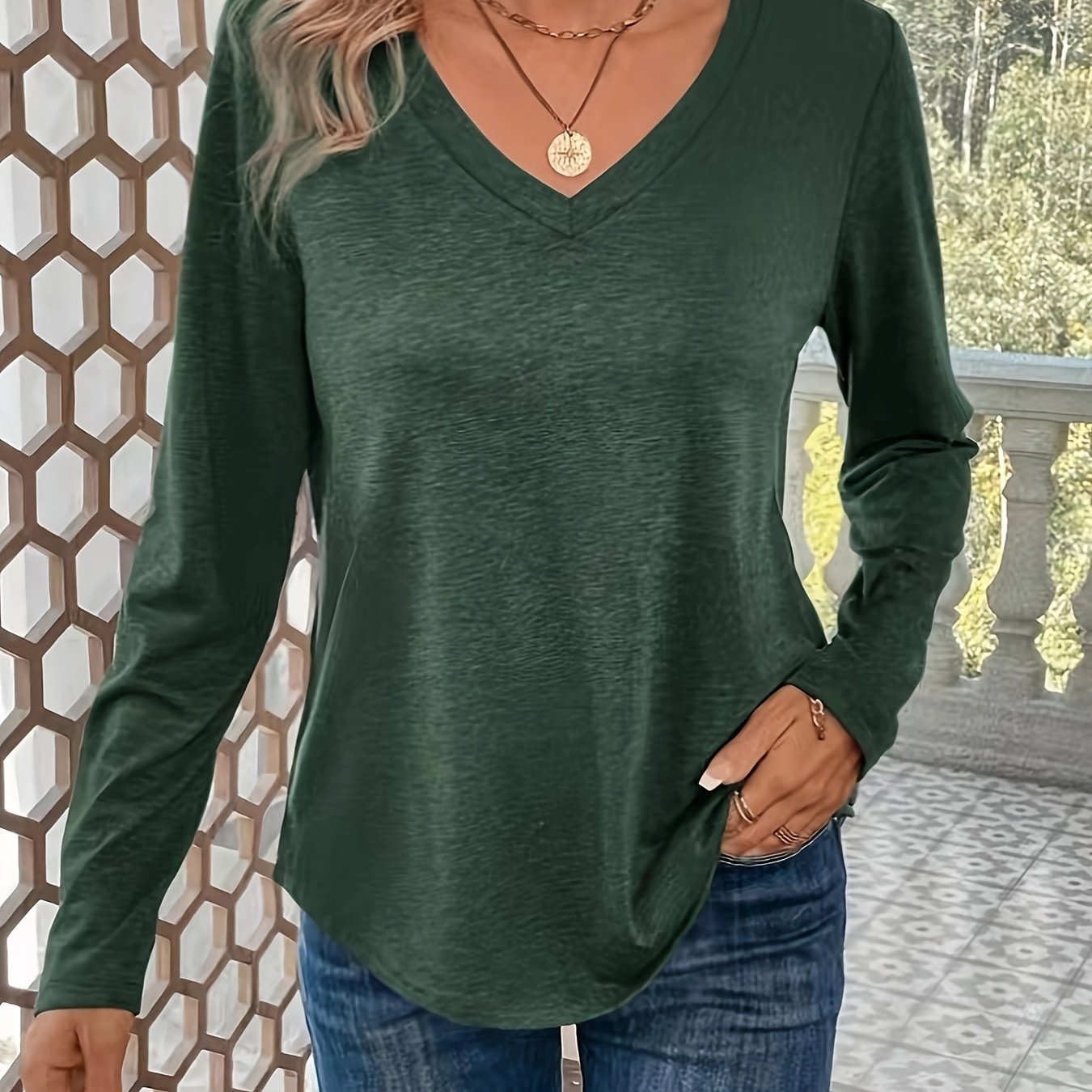 Isabel | Casual V-Hals Top Met Lange Mouwen