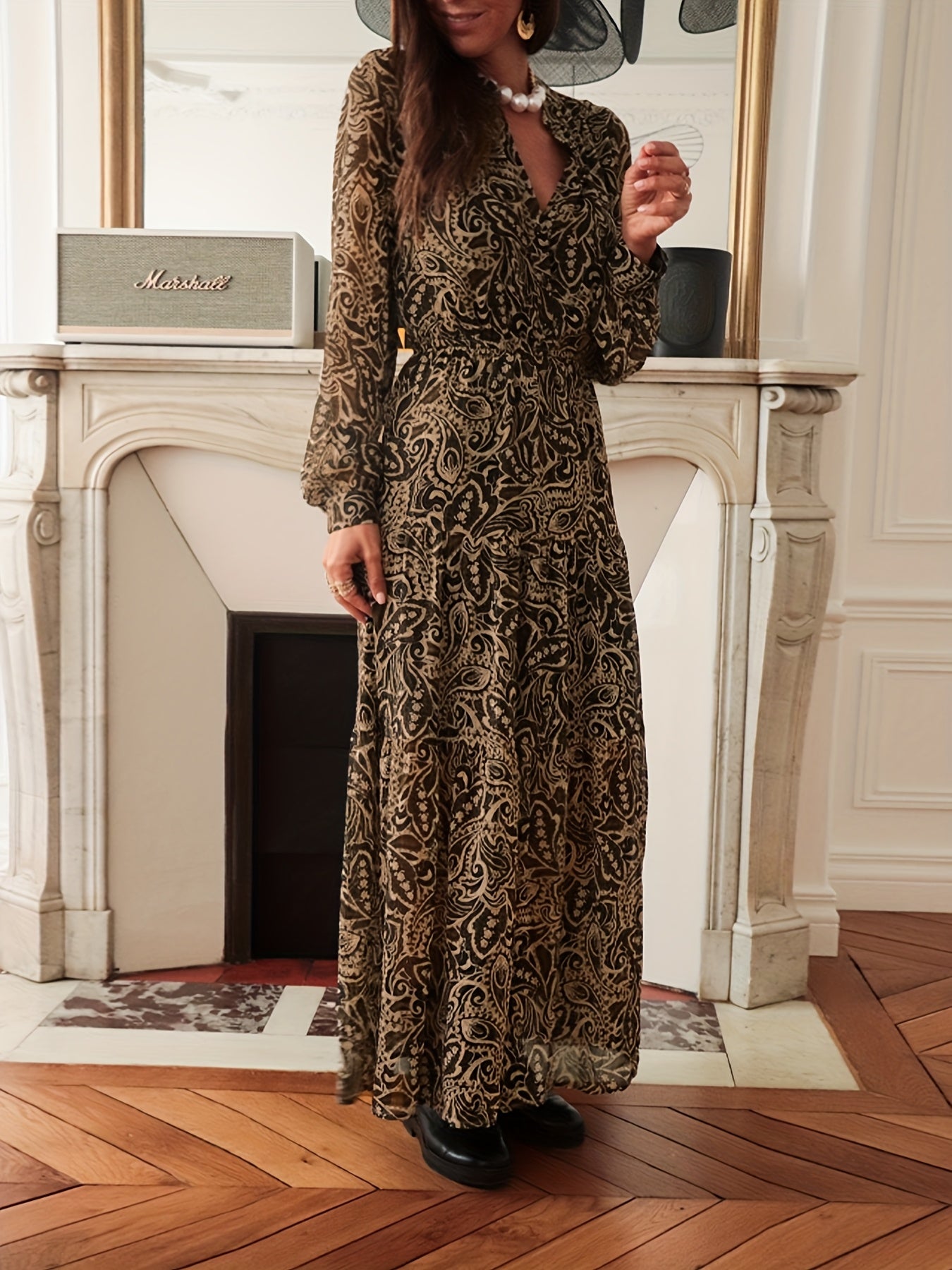 Marjolein | Elegante Vintage Maxi Jurk Met Split