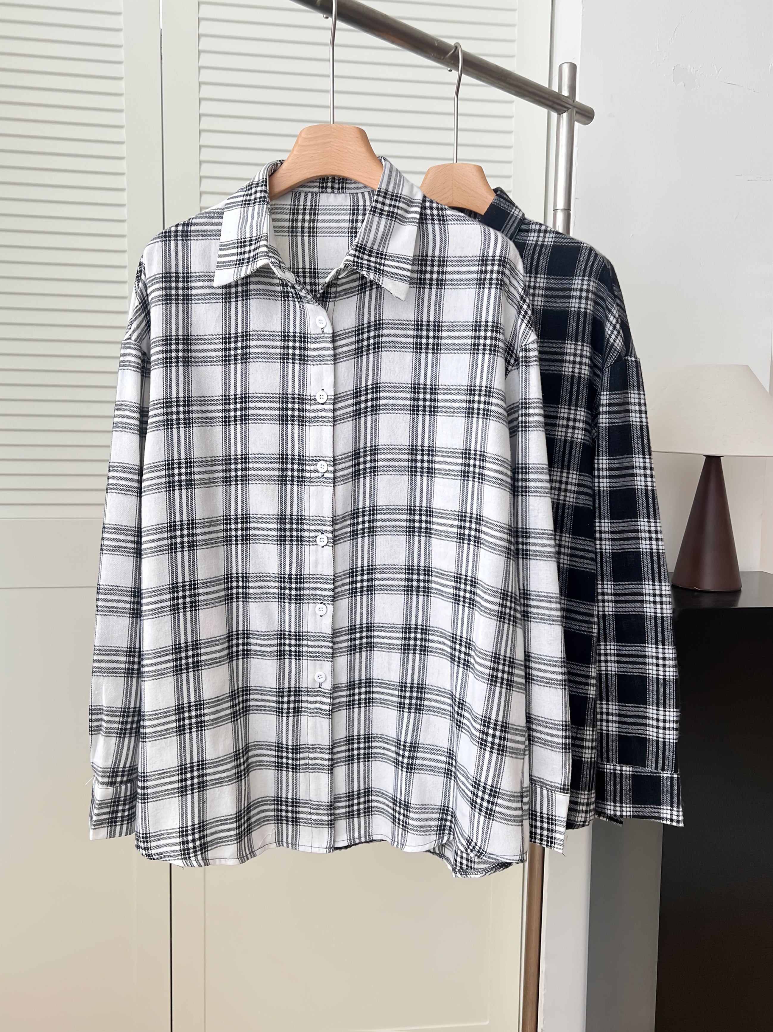 Elly | Losse Langemouw Hemd Met Ruitpatroon