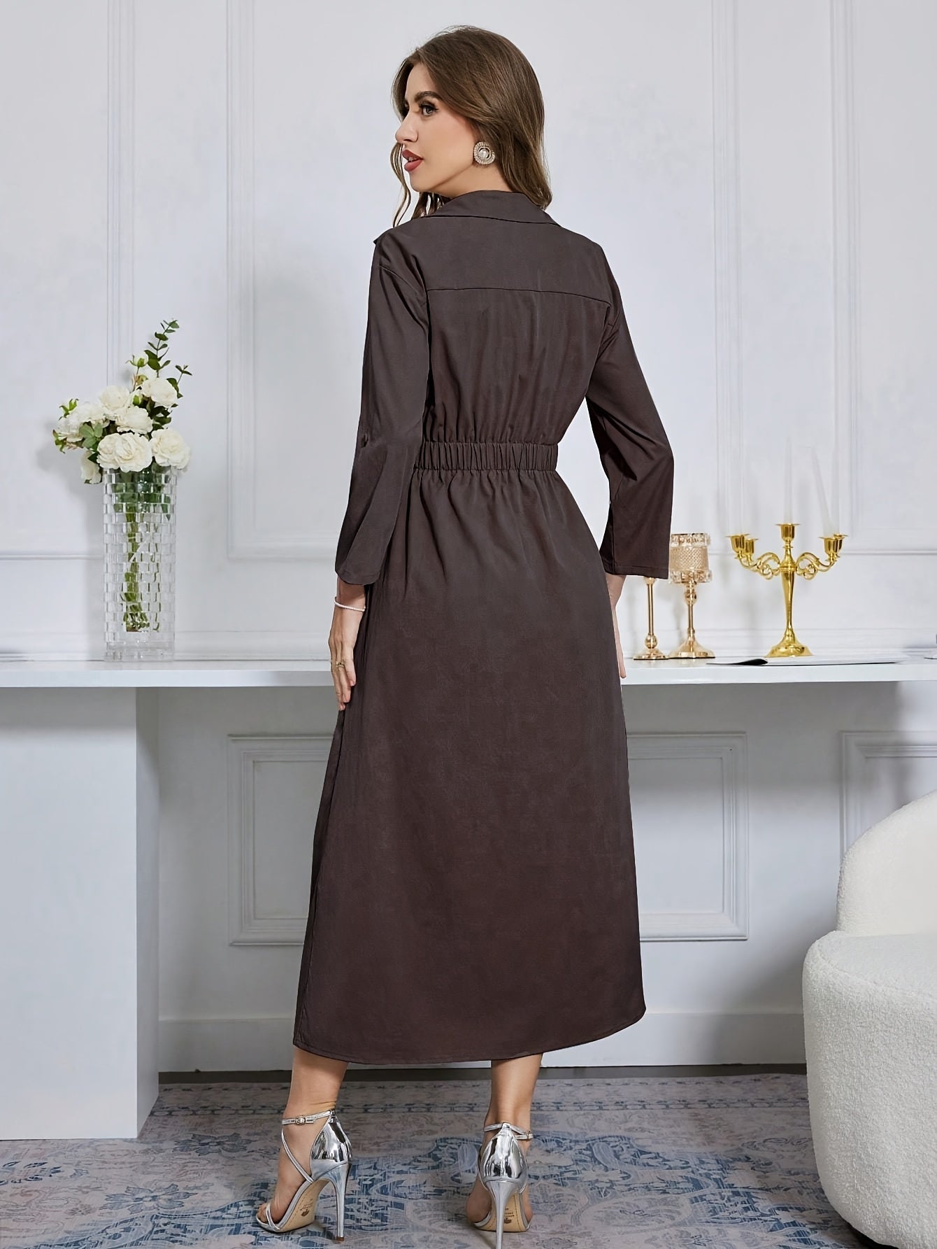 Marleen | Elegante Lange Jurk Met Knoopsluiting